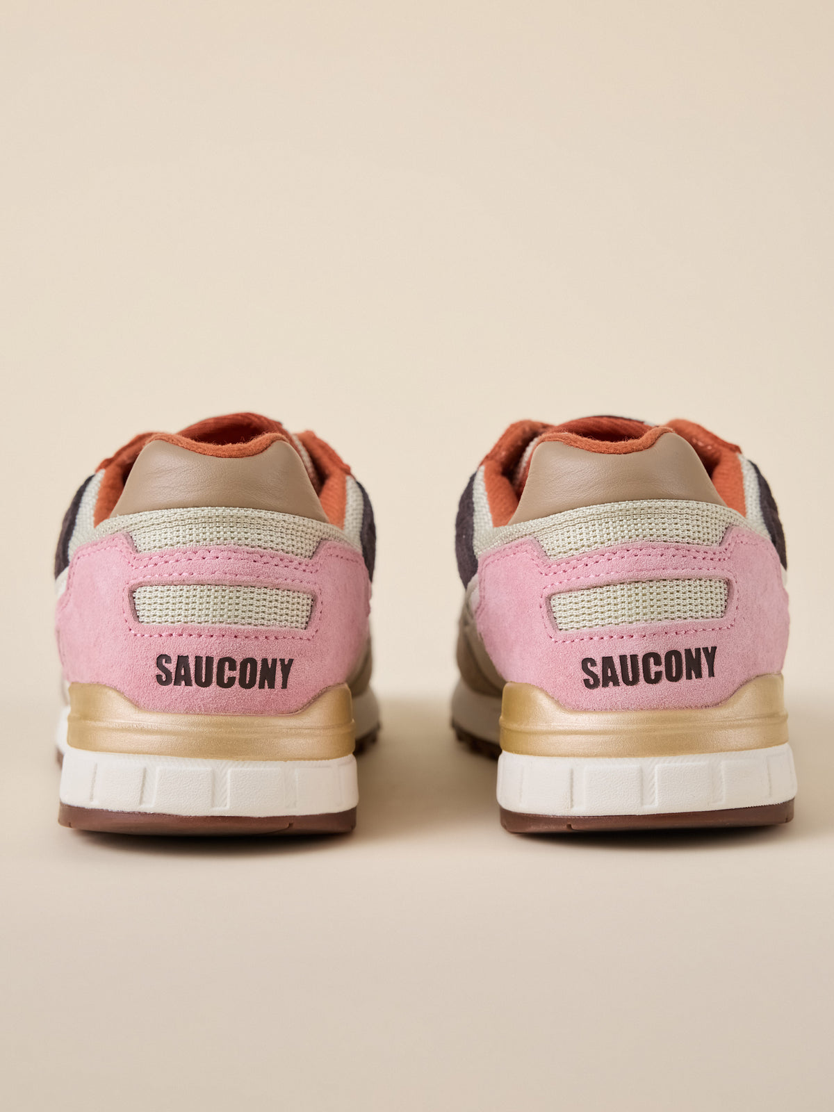 Pair of multicolor Saucony sneakers viewed from behind , image 5 of 6