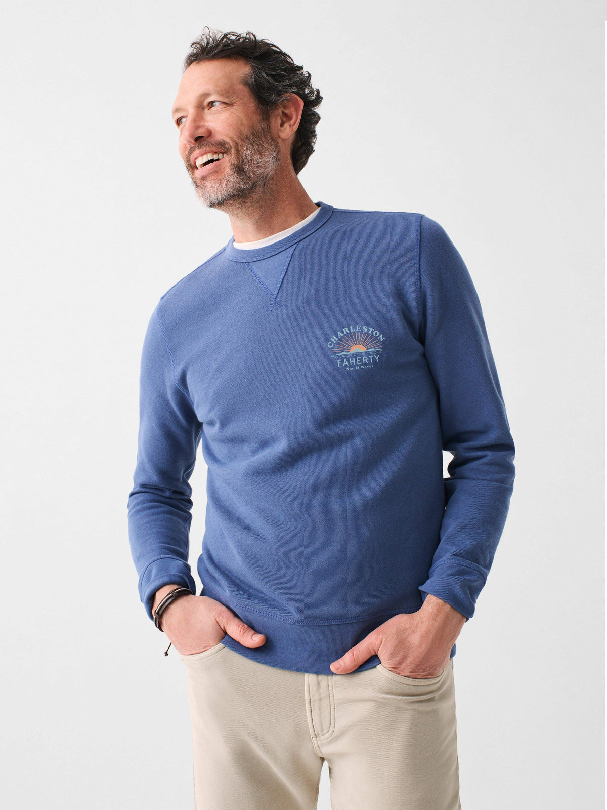 Charleston Long Sleeve Terry Crewneck Faded