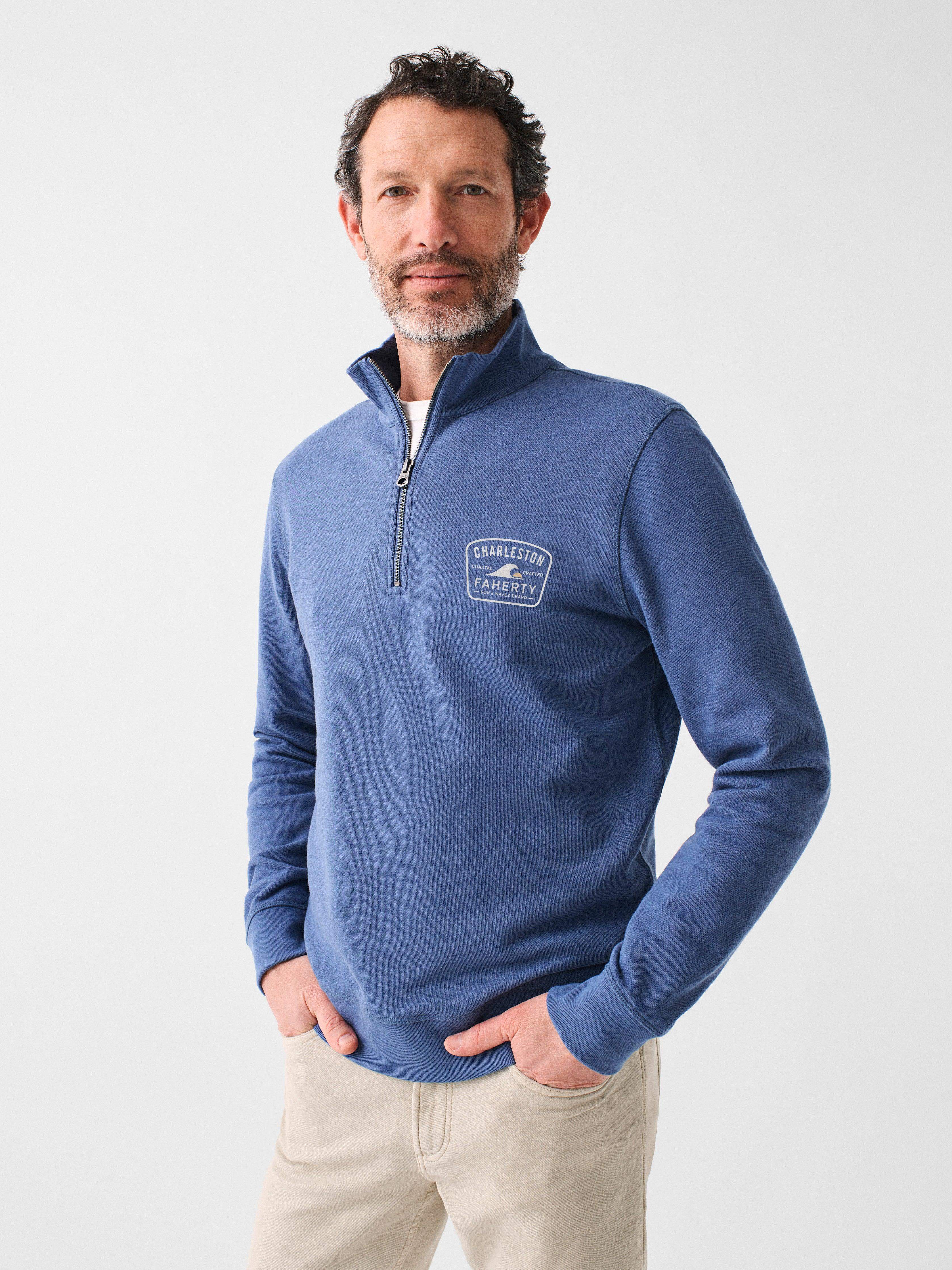 Charleston Long-Sleeve Terry Quarter Zip - Faded Navy