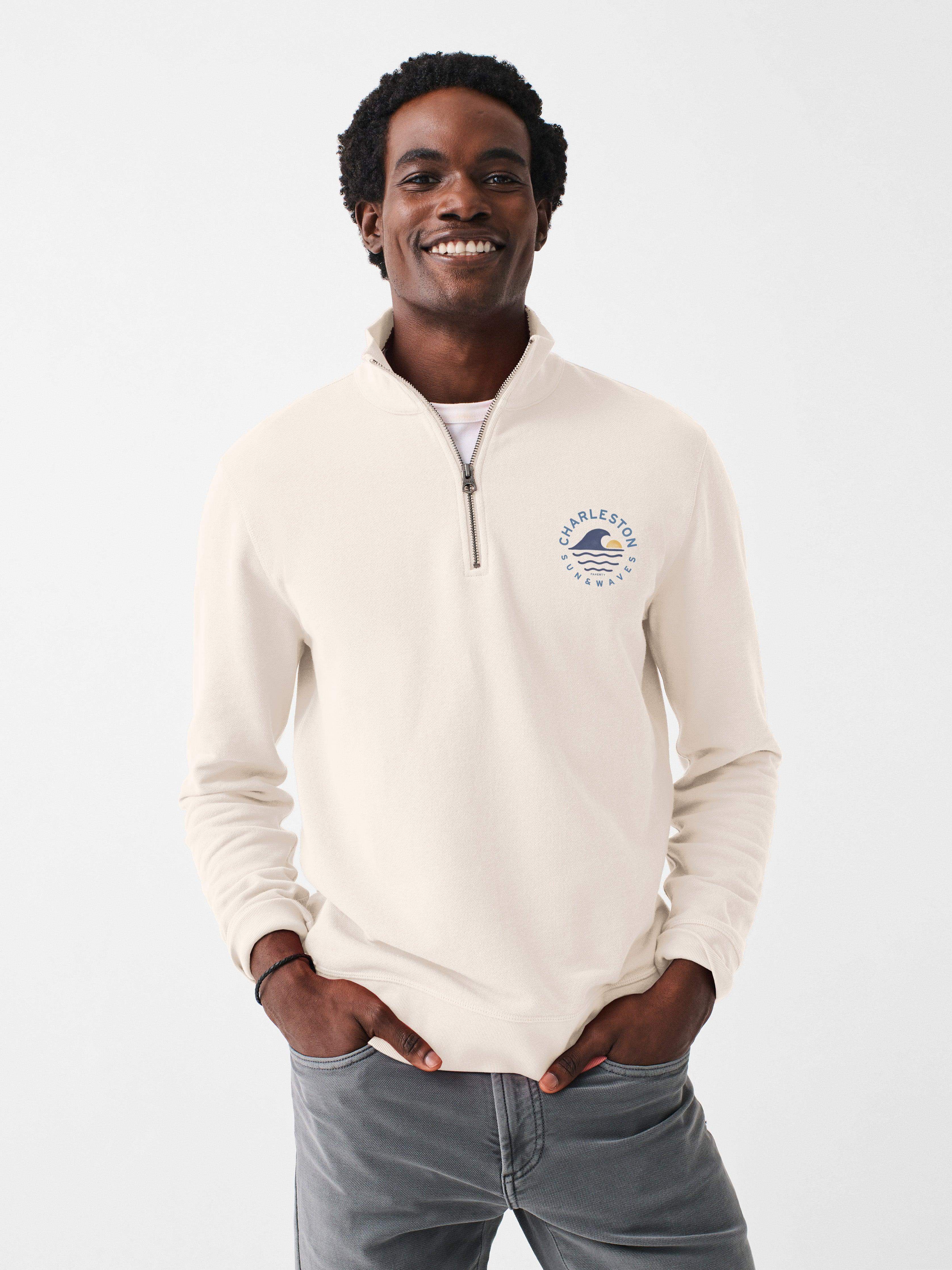 Charleston Long-Sleeve Terry Quarter Zip - Solar White