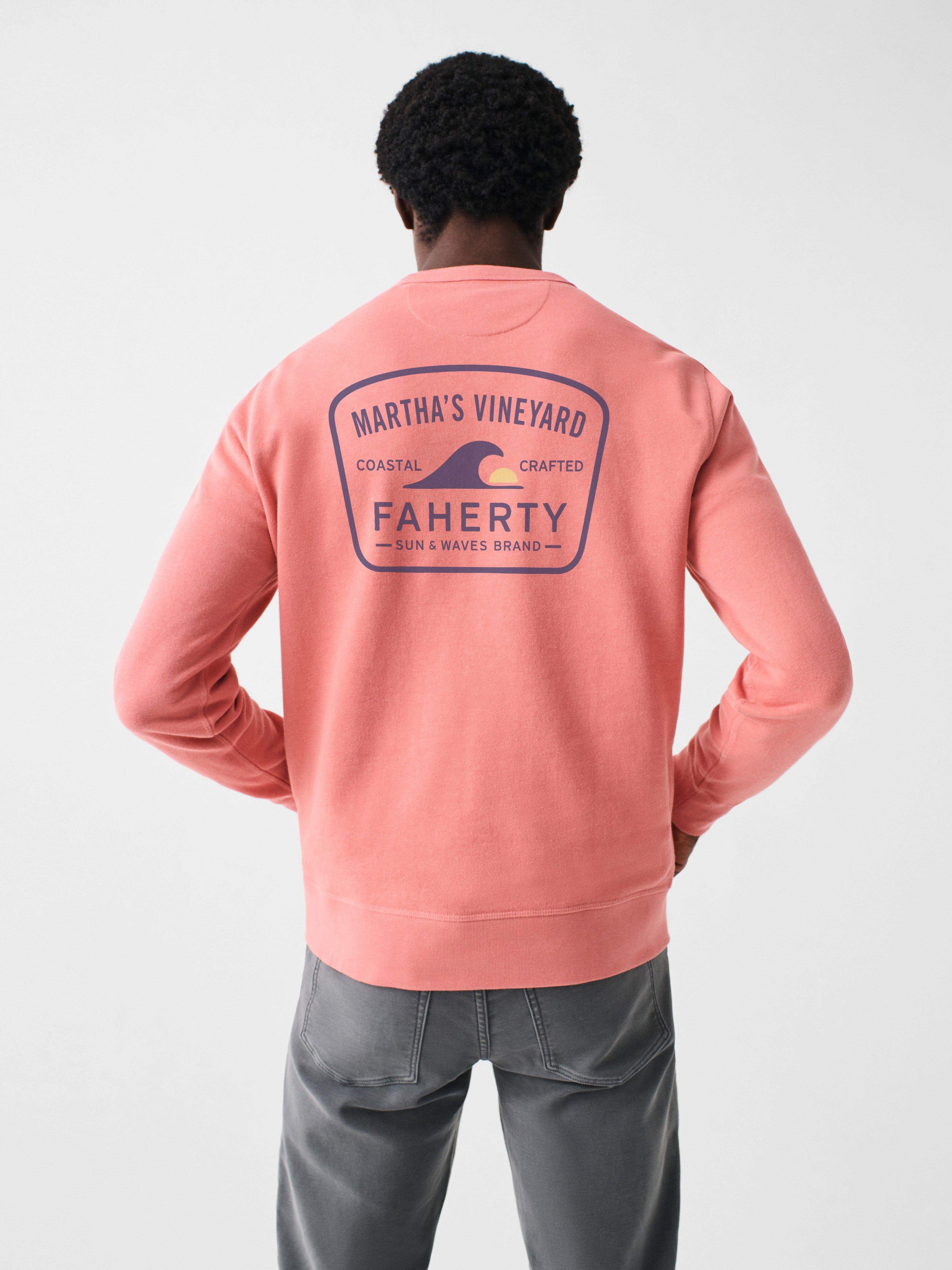  | Martha's Vineyard Long-Sleeve Terry Crewneck - Faded Flag | Faherty Brand