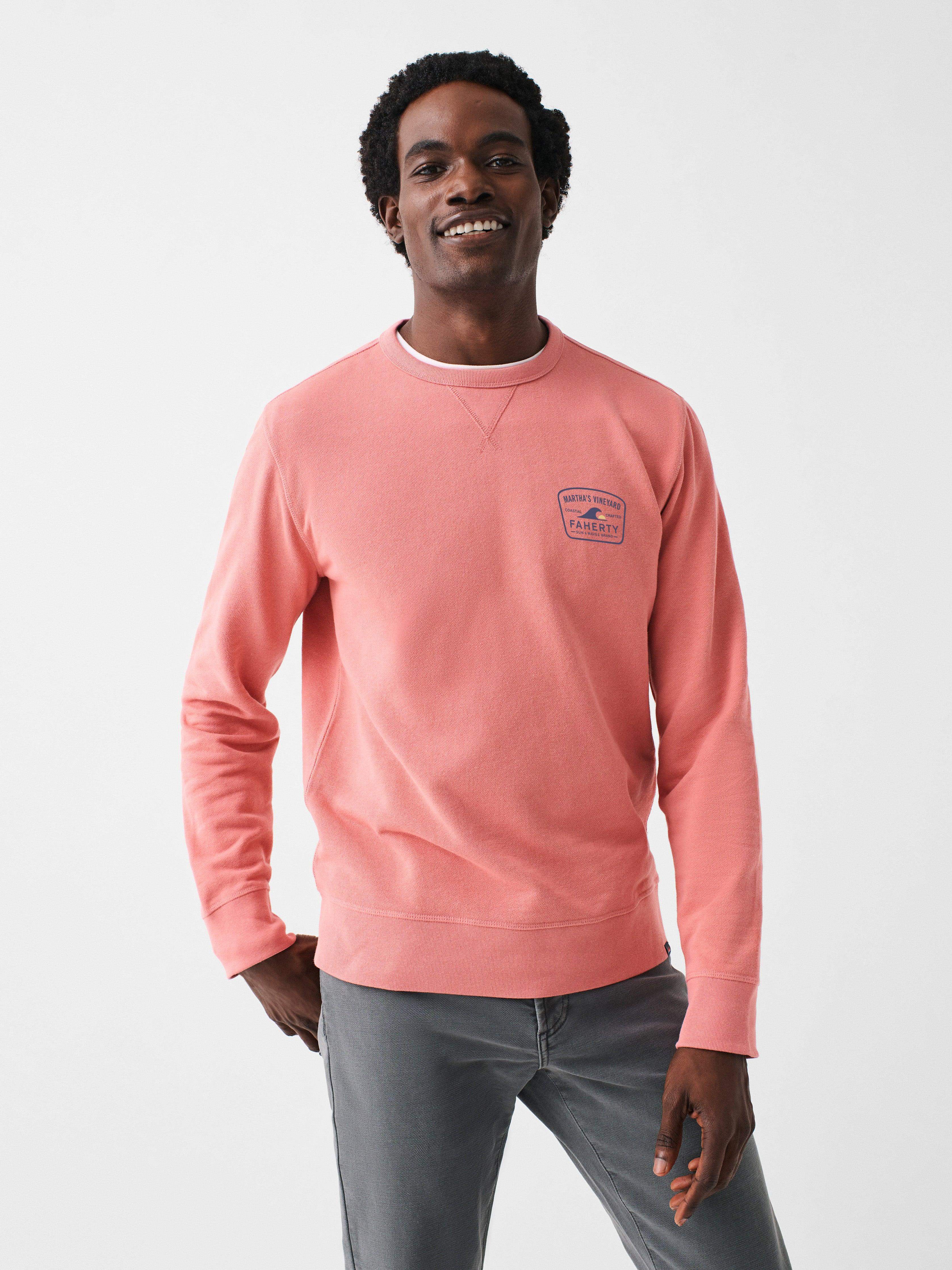  | Martha's Vineyard Long-Sleeve Terry Crewneck - Faded Flag | Faherty Brand