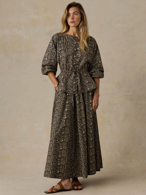 Coastal Poplin Nera Skirt - Night Bloom