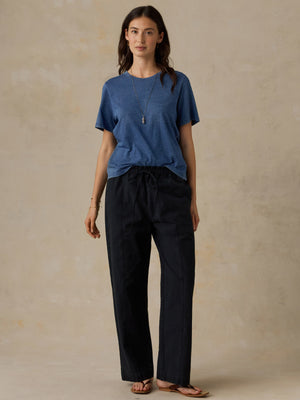 Cotton Twill Drawstring Pant - Black