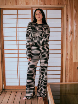 Throwback Studio Sweater Pant - Coastal Coal Stripe
