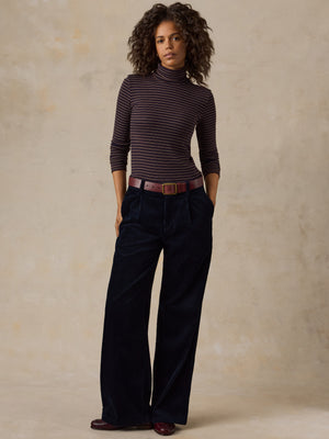 Hawthorne Cord Pleated Trouser - Navy