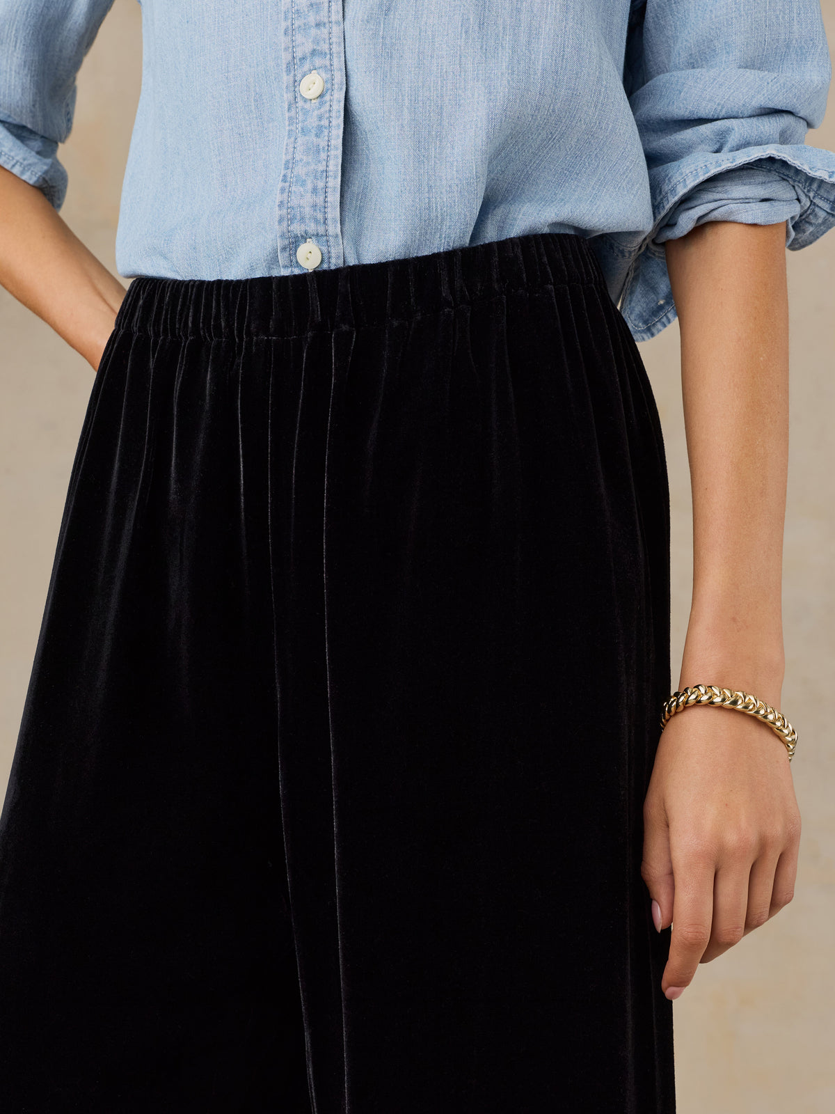Silk Velvet Pull On Pant - Black, image 5 of 5