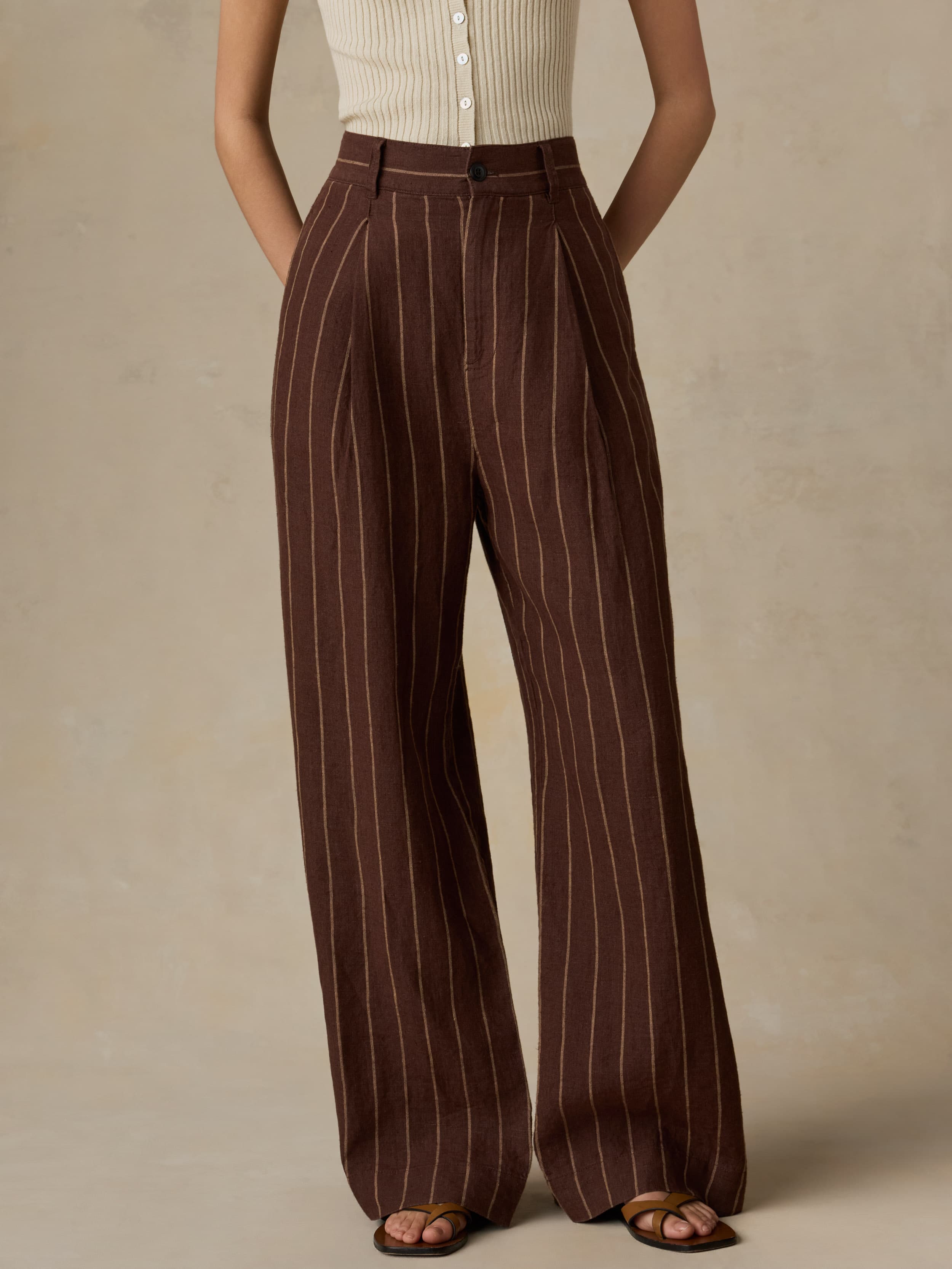 Sun Strider Linen Pleated Pant - Harbor Line Stripe | Faherty Brand