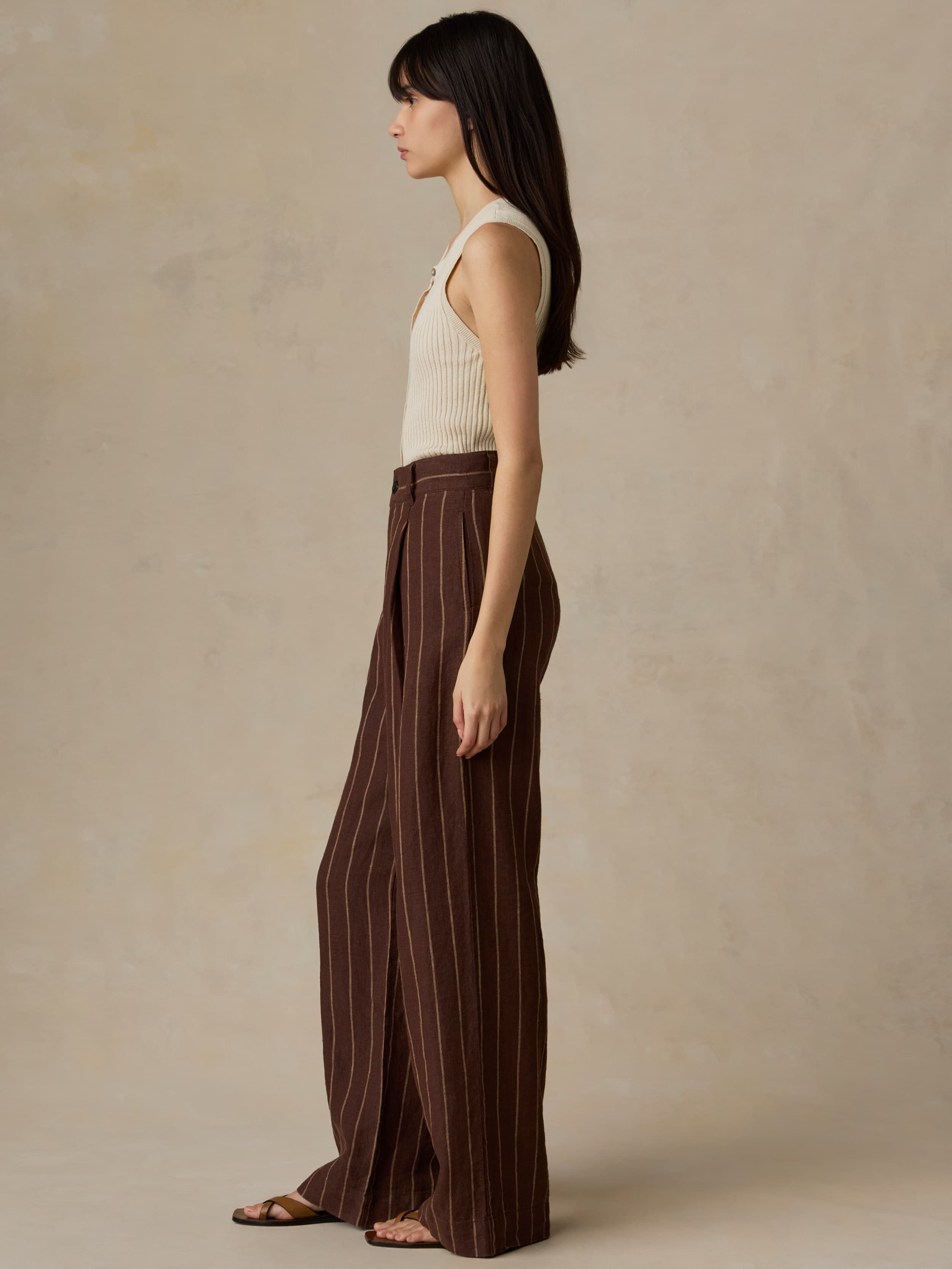 Sun Strider Linen Pleated Pant - Harbor Line Stripe | Faherty Brand