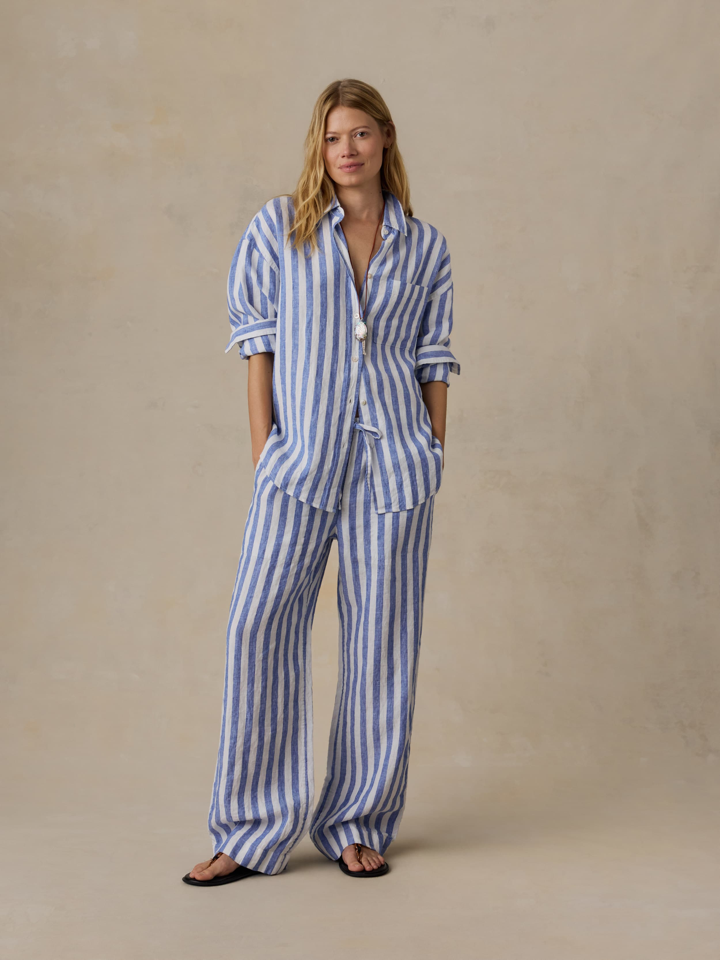 Laidback Linen Pant - Coastal Calm Stripe | Faherty Brand