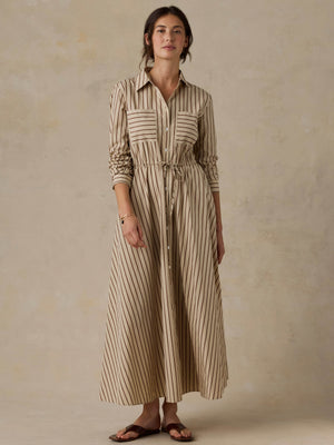 Coastal Poplin Catalina Dress - Drift Sand Stripe