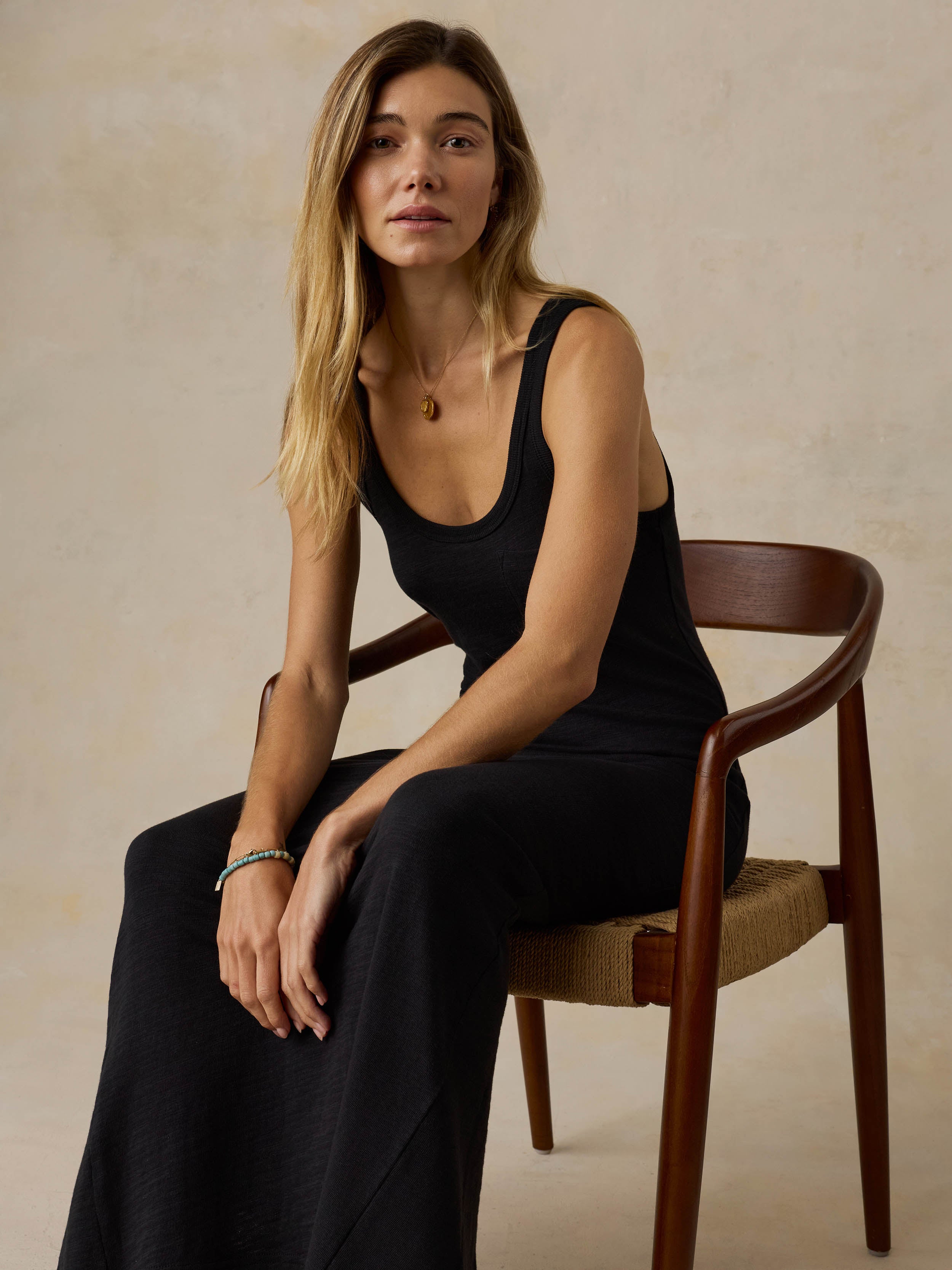 Sunwashed Organic Pocket Tank Dress - Black
