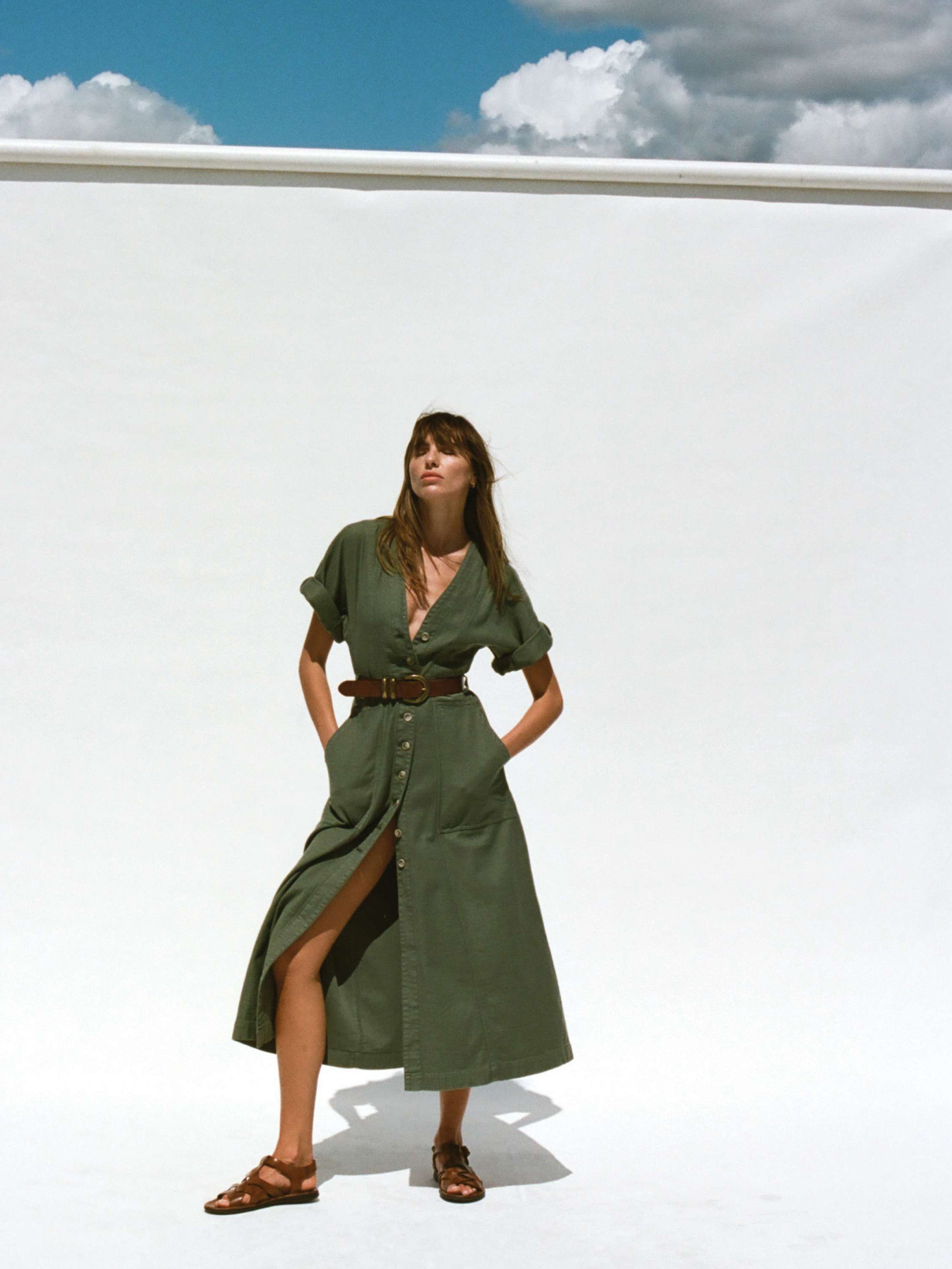 Soft Stretch Camille Dress - Moss | Faherty Brand Soft Stretch Camille Dress - Moss | Faherty Brand