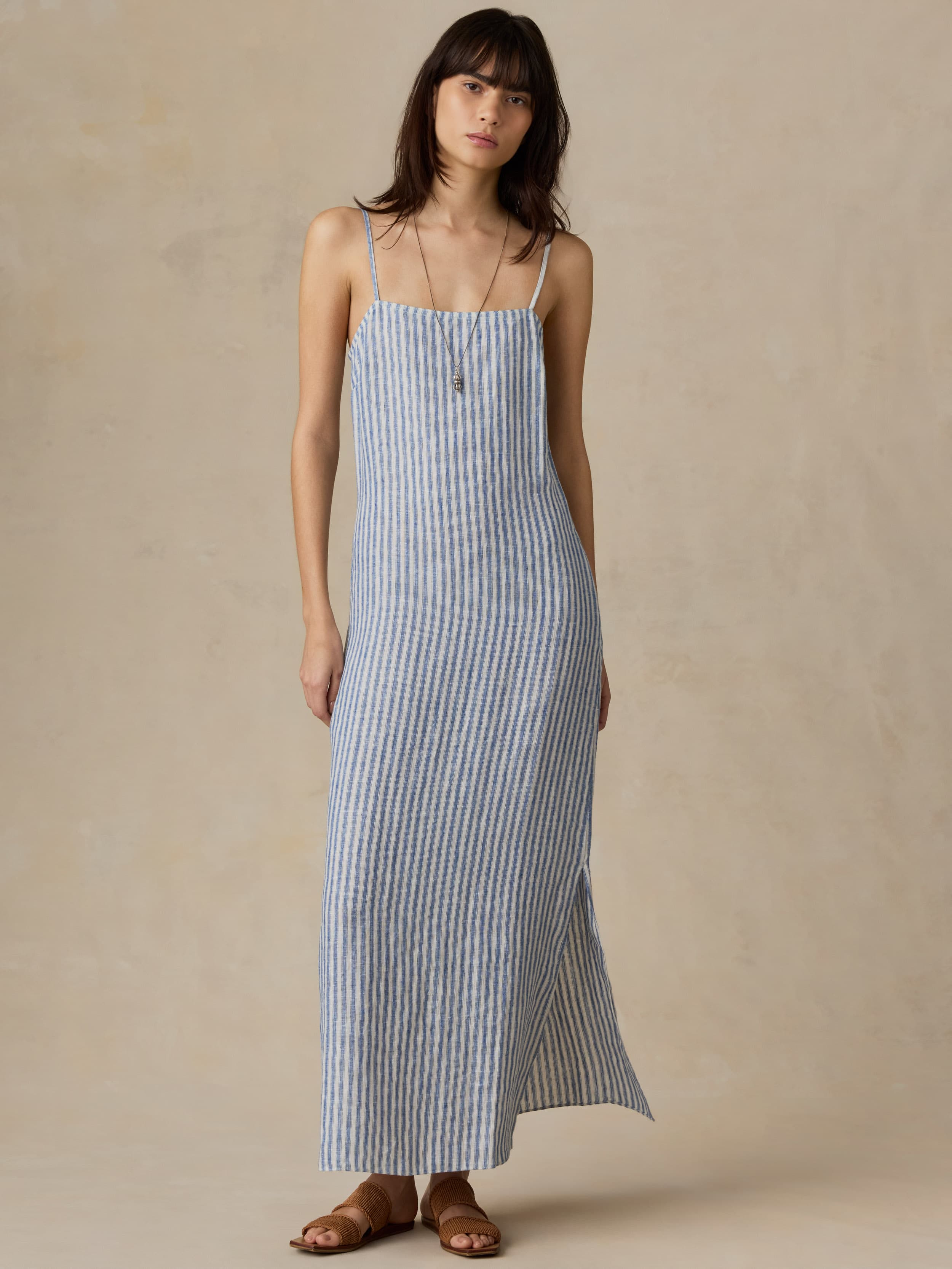blue and white striped sun dress Trendy Light Blue Striped Midi Dress | Women's Dresses