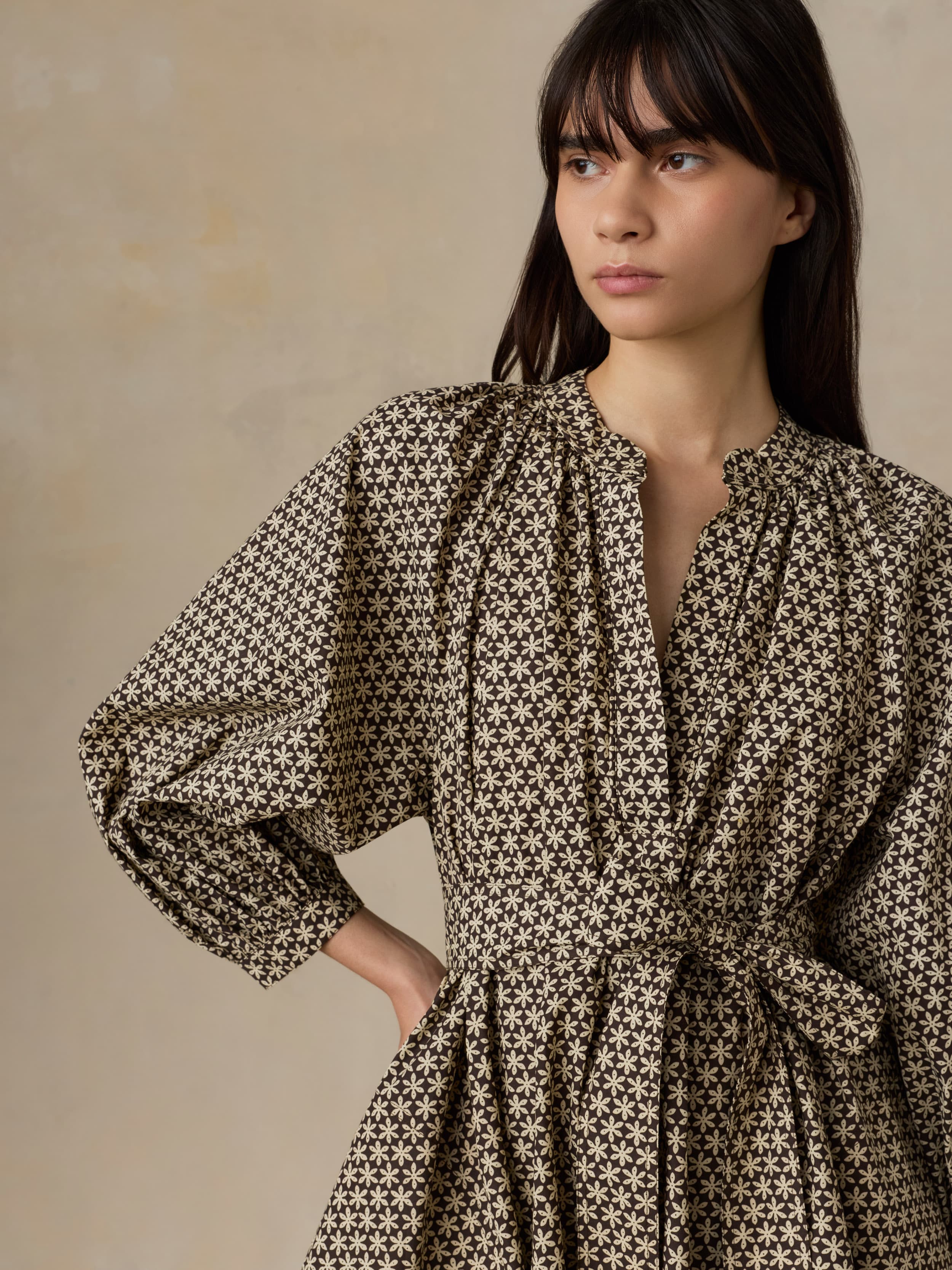Faherty Coastal Poplin Kaia Mini Dress, Bloom Trail Floral / M