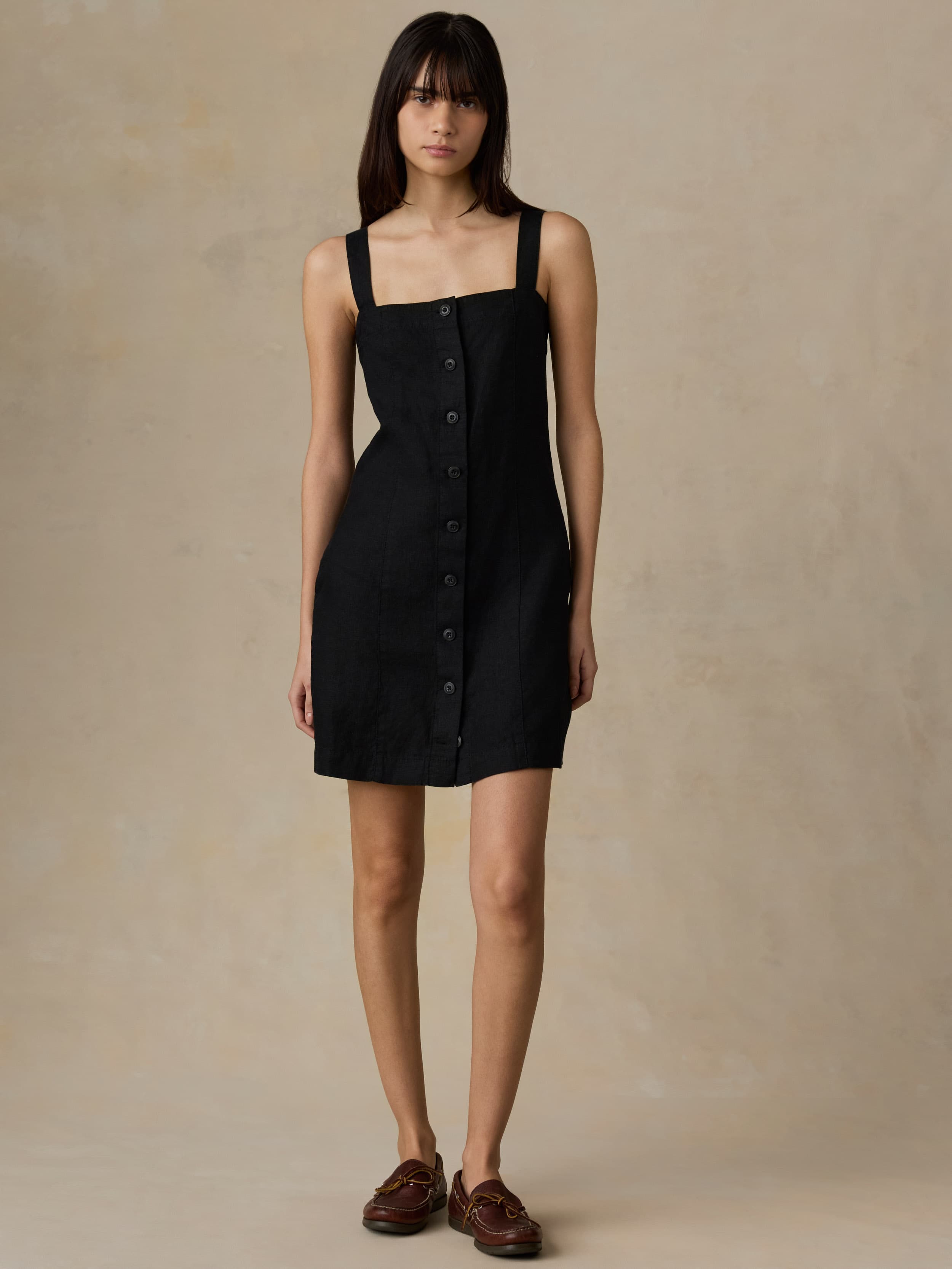 Faherty Women's Sun Strider Linen Miley Dress - Black, Size 12