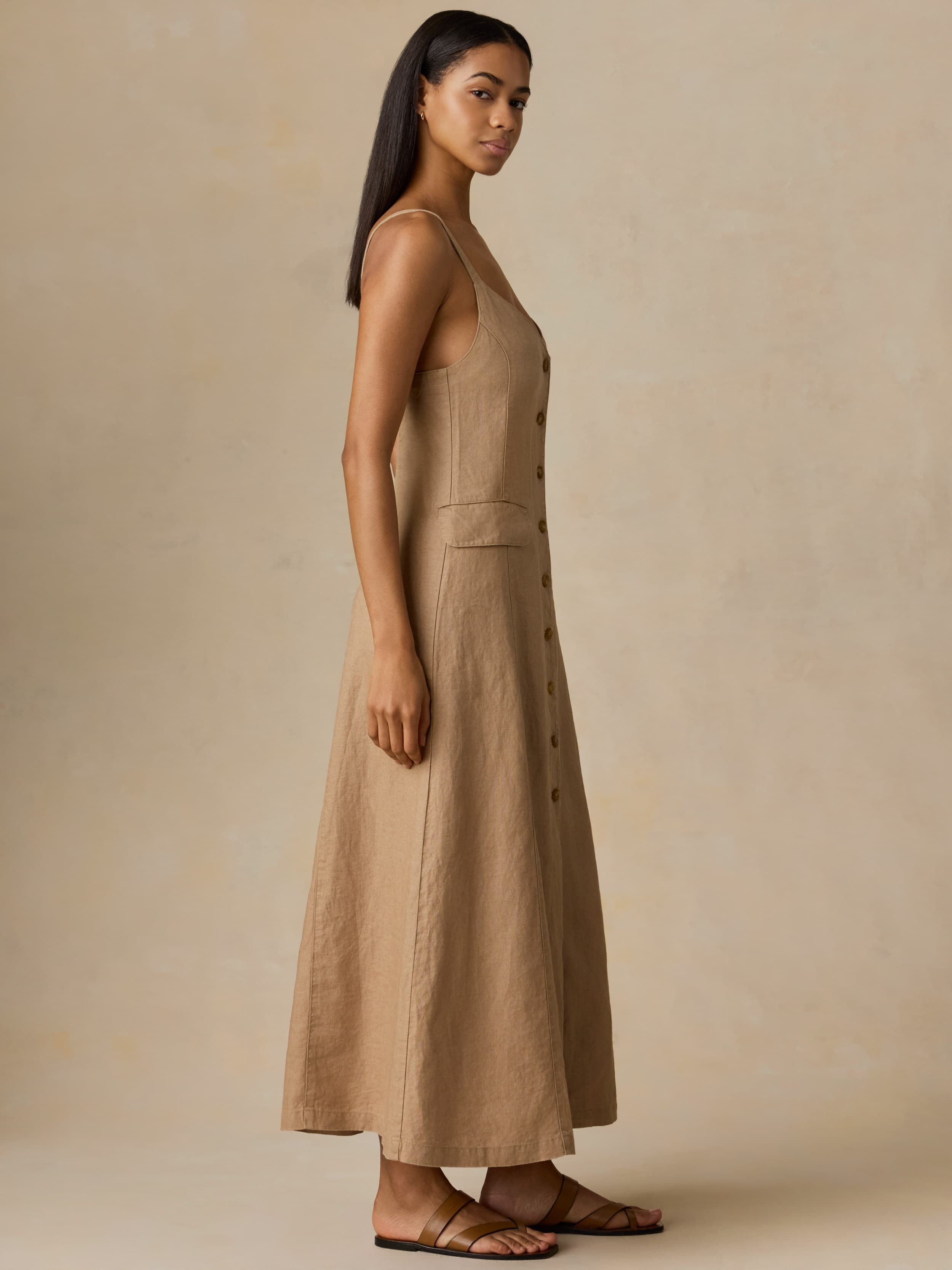 linen tan dress Tan Solid Wellesley Linen Dress | Women's Dresses