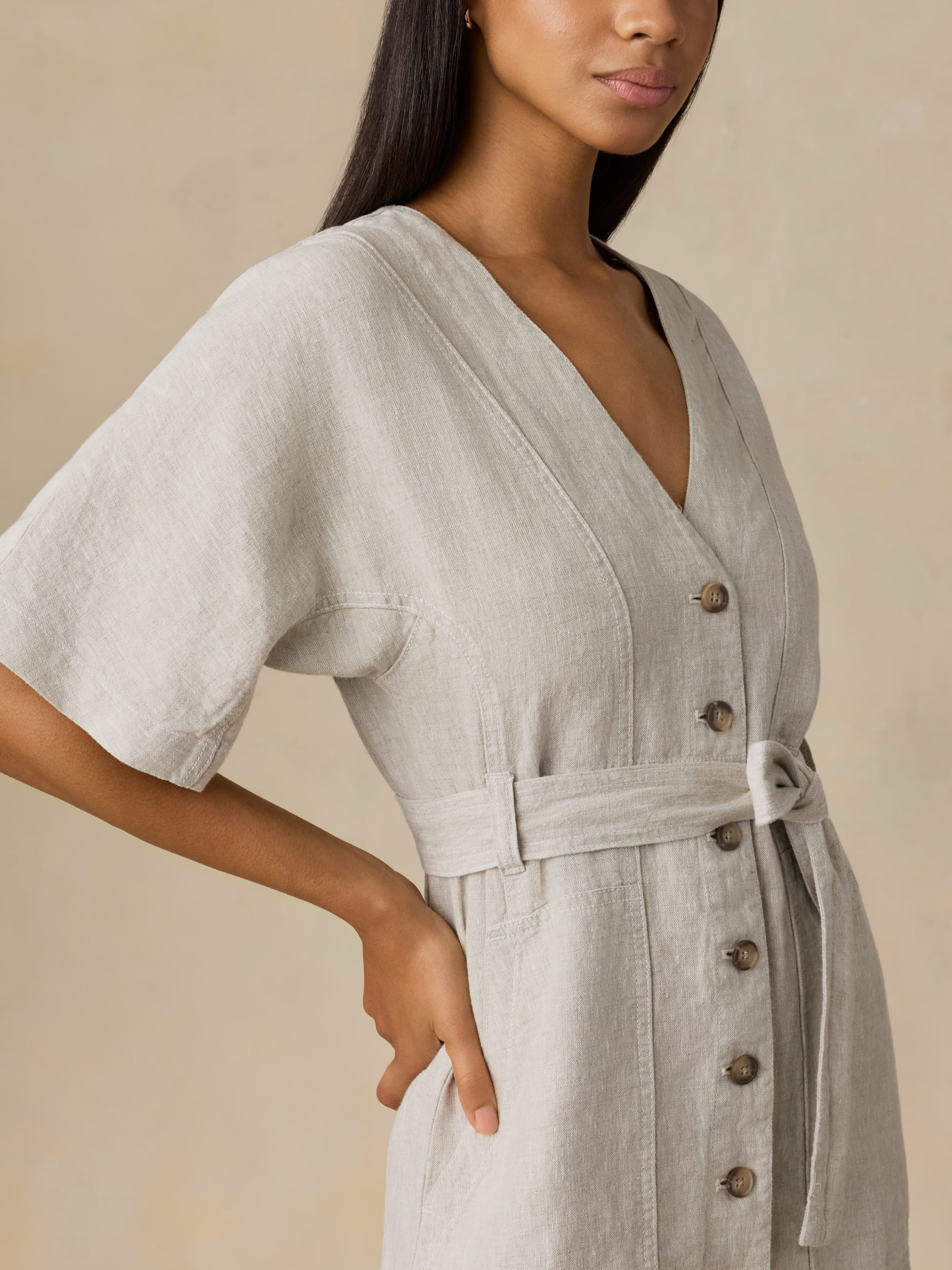 flax dress Relaxed Linen Midi Dress The Uncommon Flax