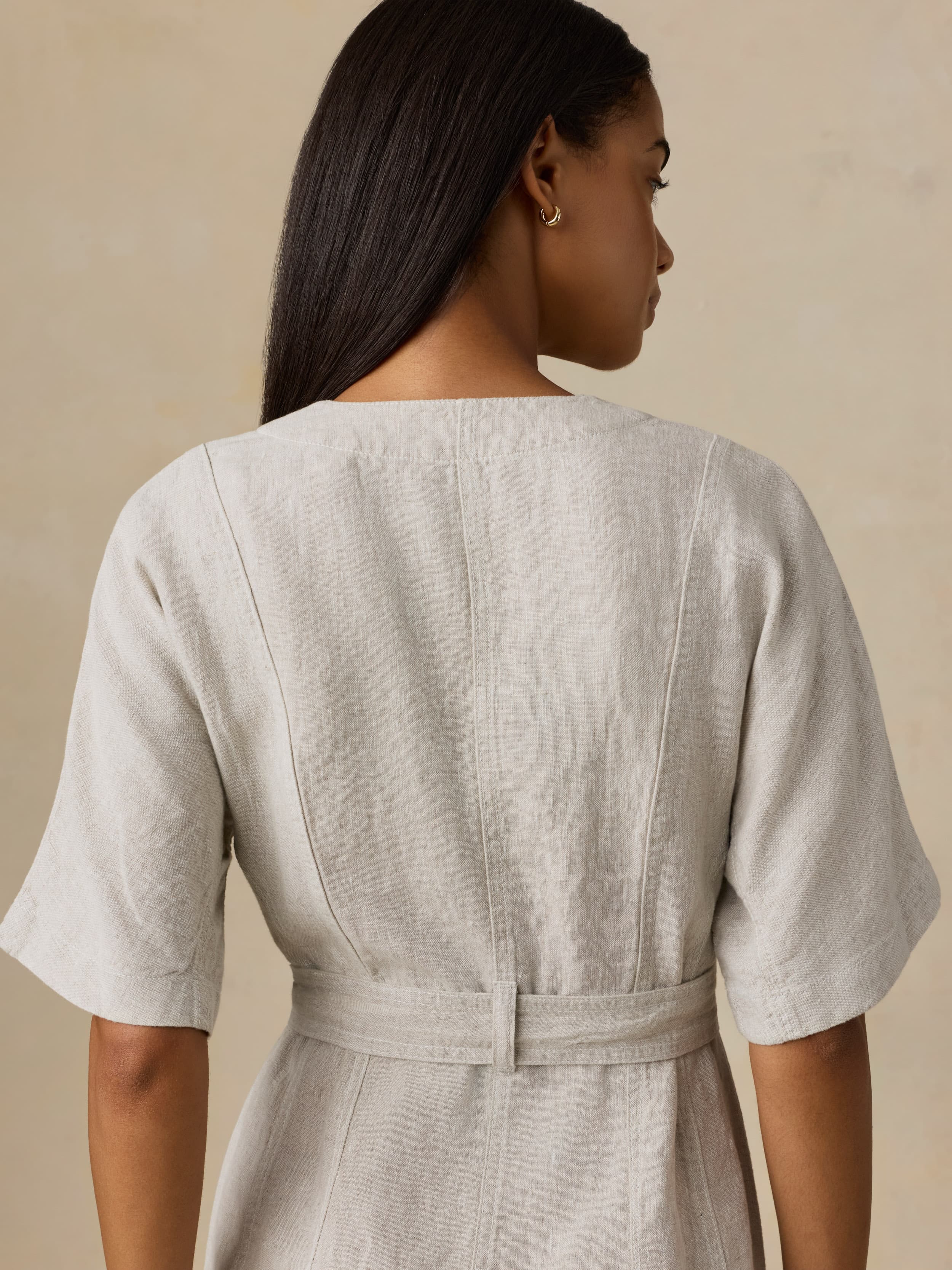 Faherty Women's Sun Strider Linen Camille Mini Dress - Flax, Size 4