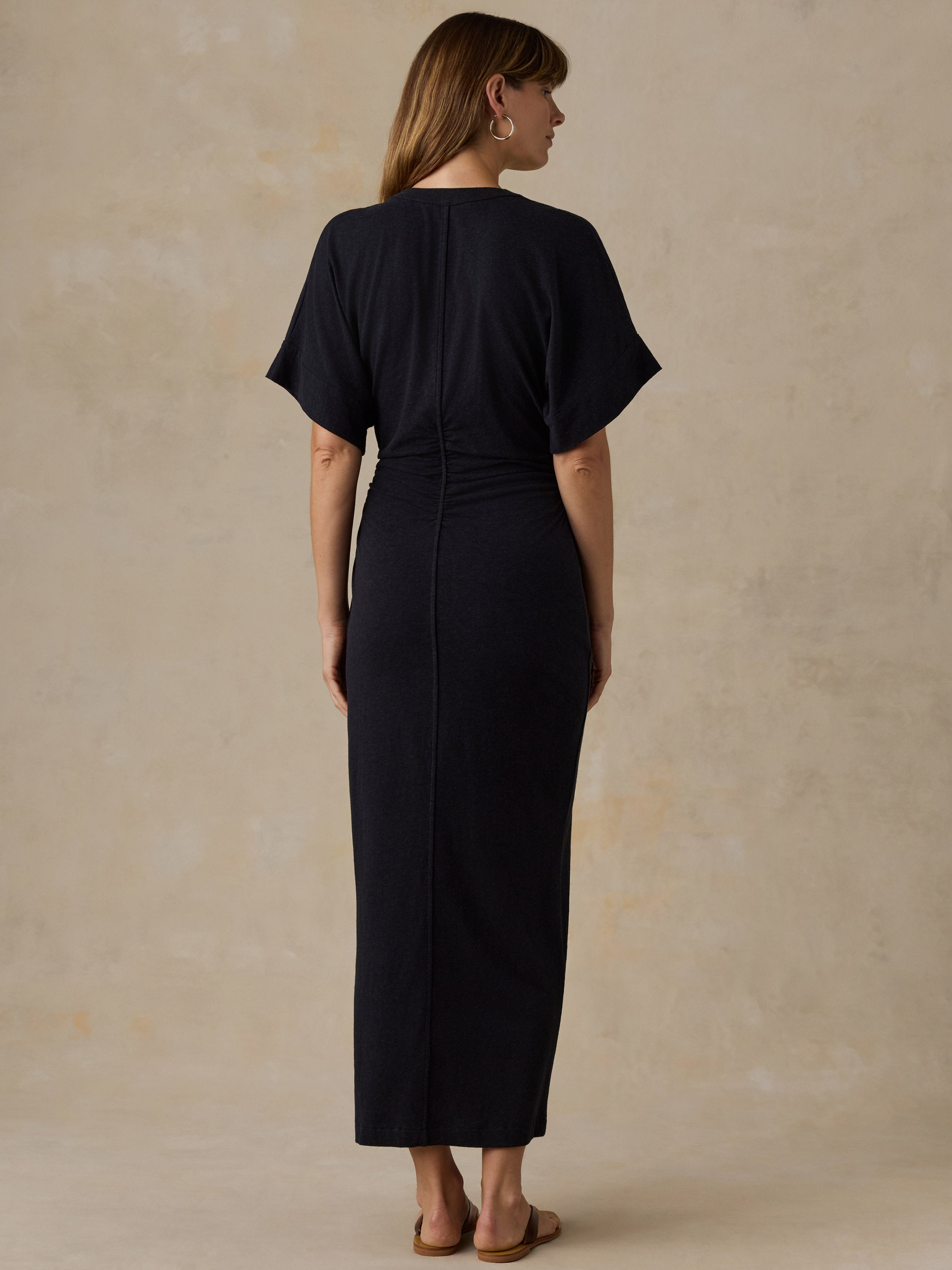 long black cotton dress Poplin A-Line Deep Neck Sleeveless Maxi 36" / Tall (5'7" and above) Faherty Women's Button Front Maxi
