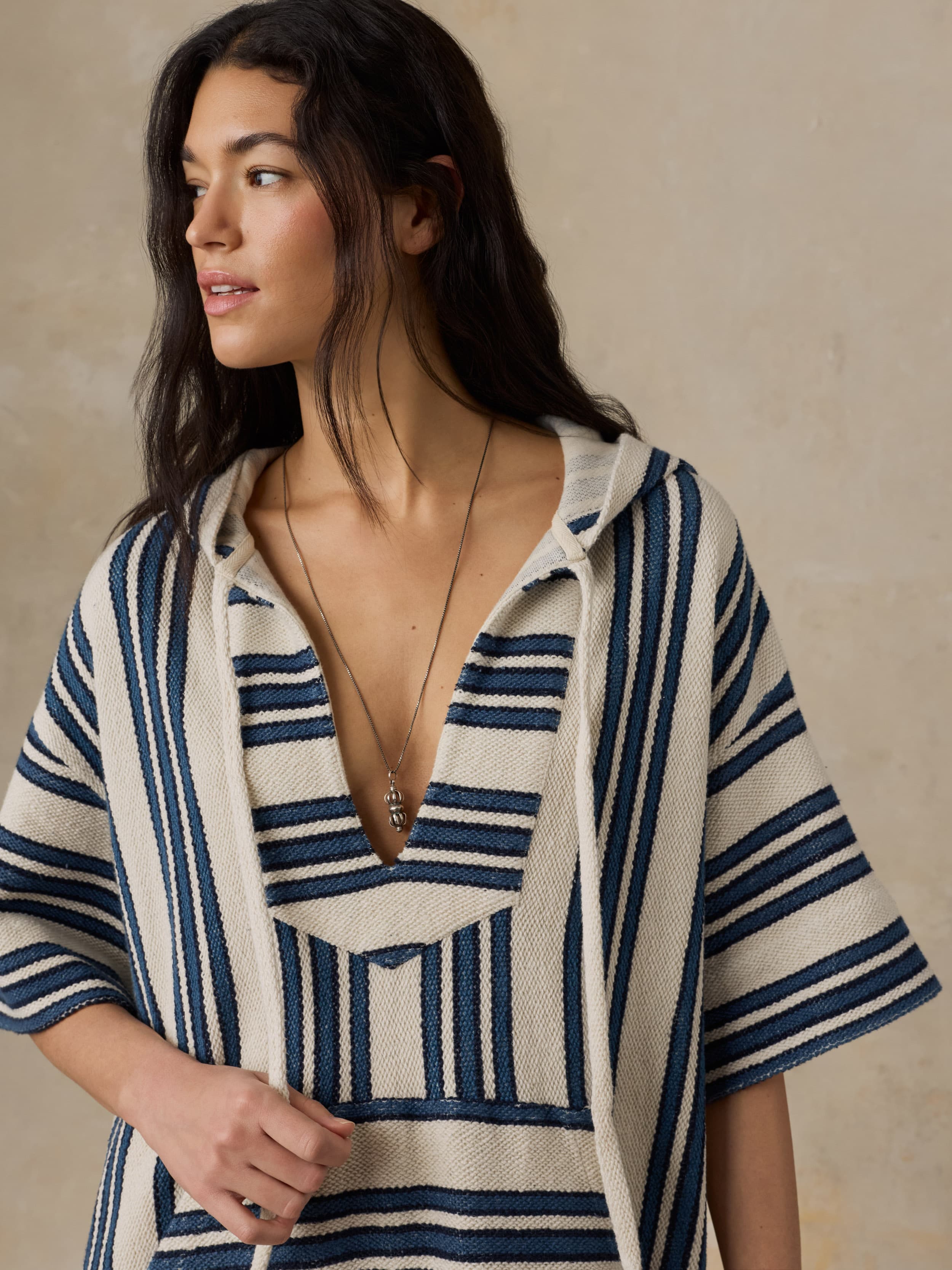 blue and white striped dress women Faherty Women's Baja Maxi Dress