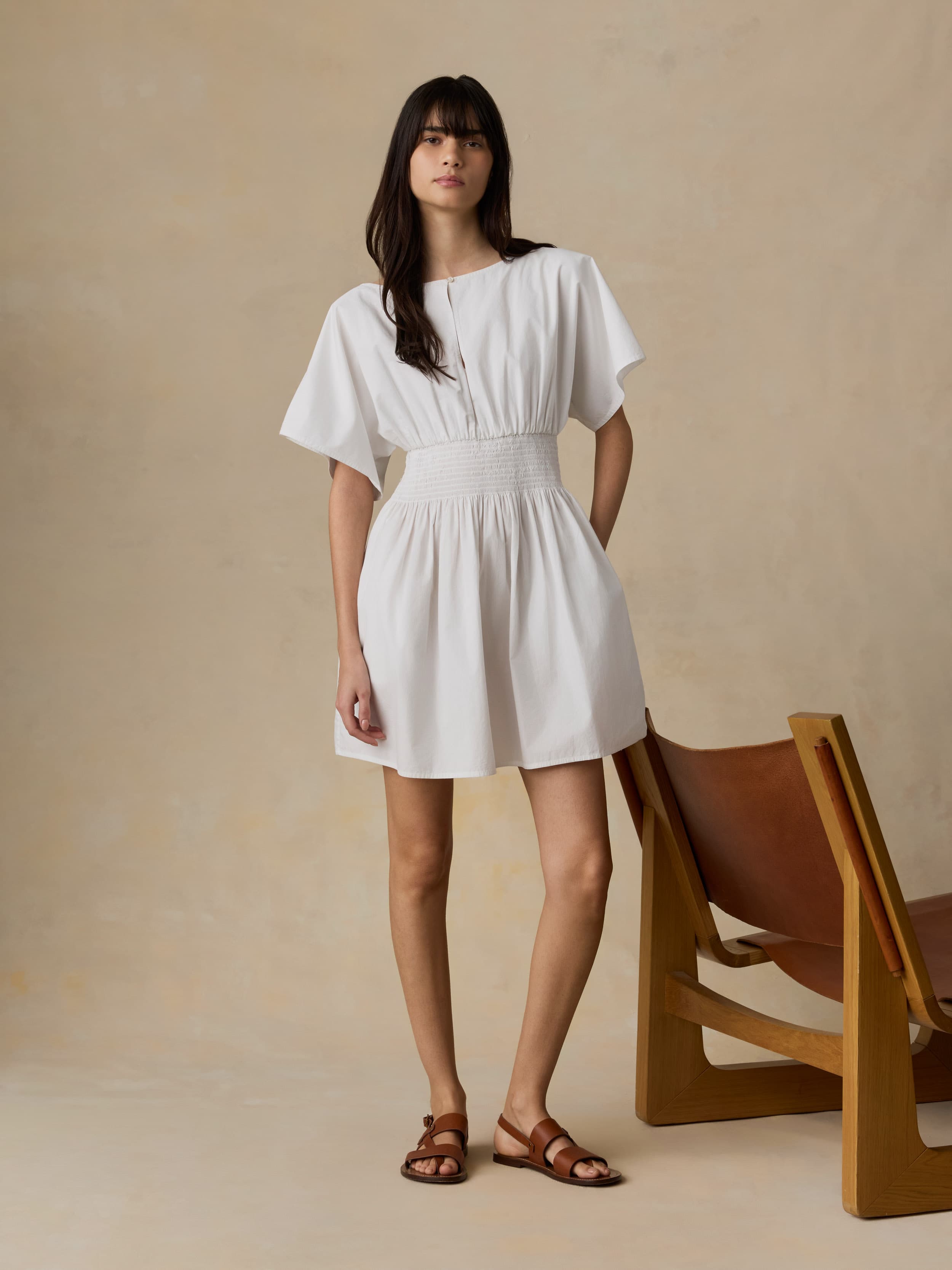 Faherty Women's Coastal Poplin Elia Mini Smocked Dress Faherty Women's Coastal Poplin Elia Mini Smocked Dress