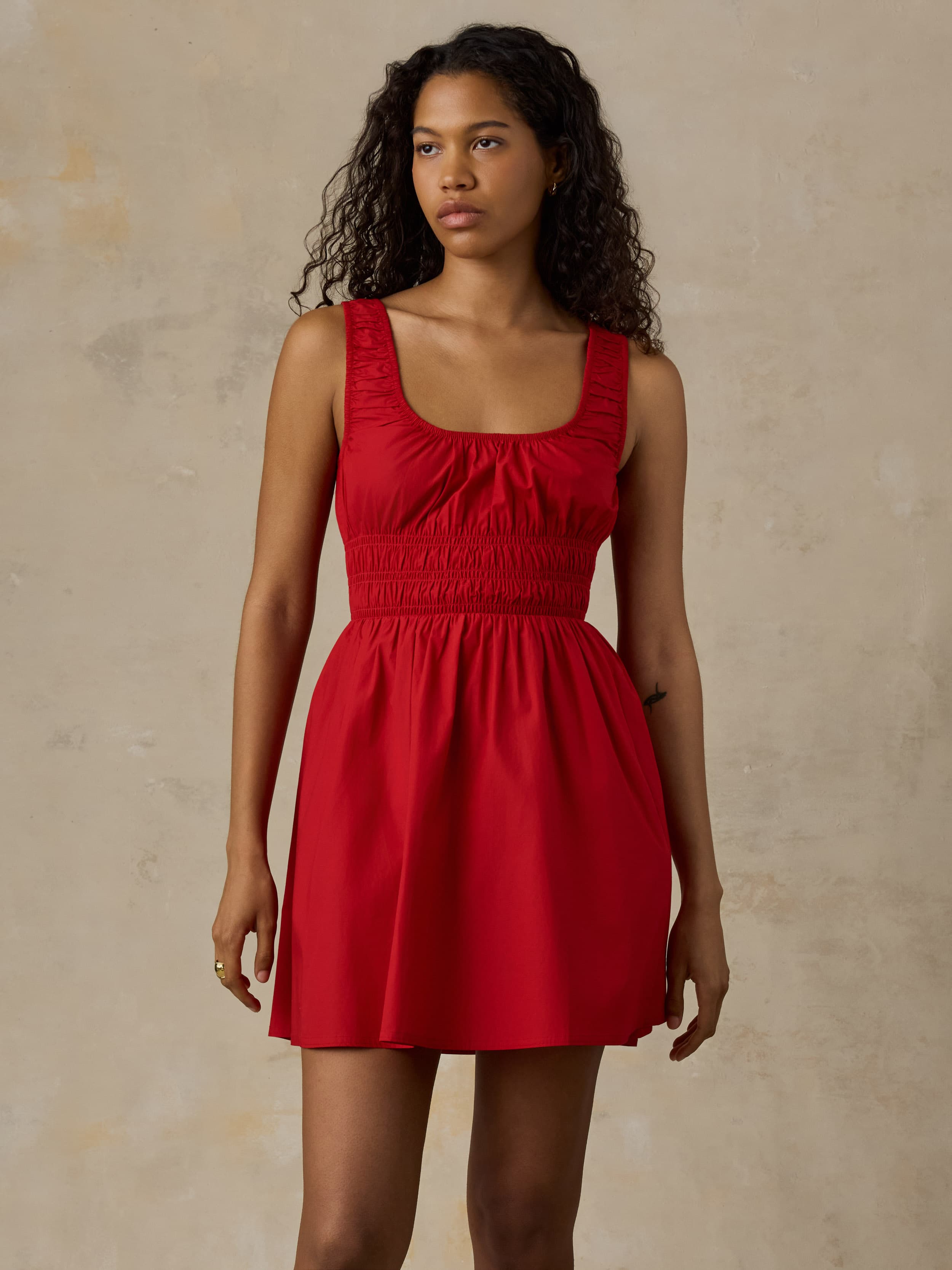 Coastal Poplin Sunseeker Mini Dress - Tango Red | Faherty Brand Coastal Poplin Sunseeker Mini Dress - Tango Red | Faherty Brand