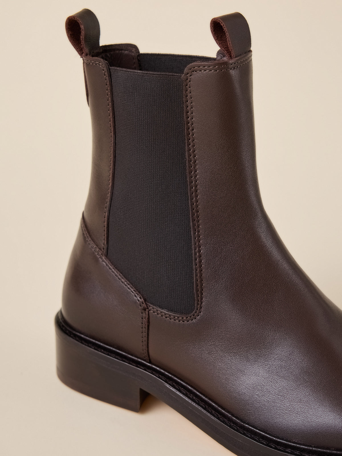 Close up of a brown leather chelsea boot, image 4 of 4