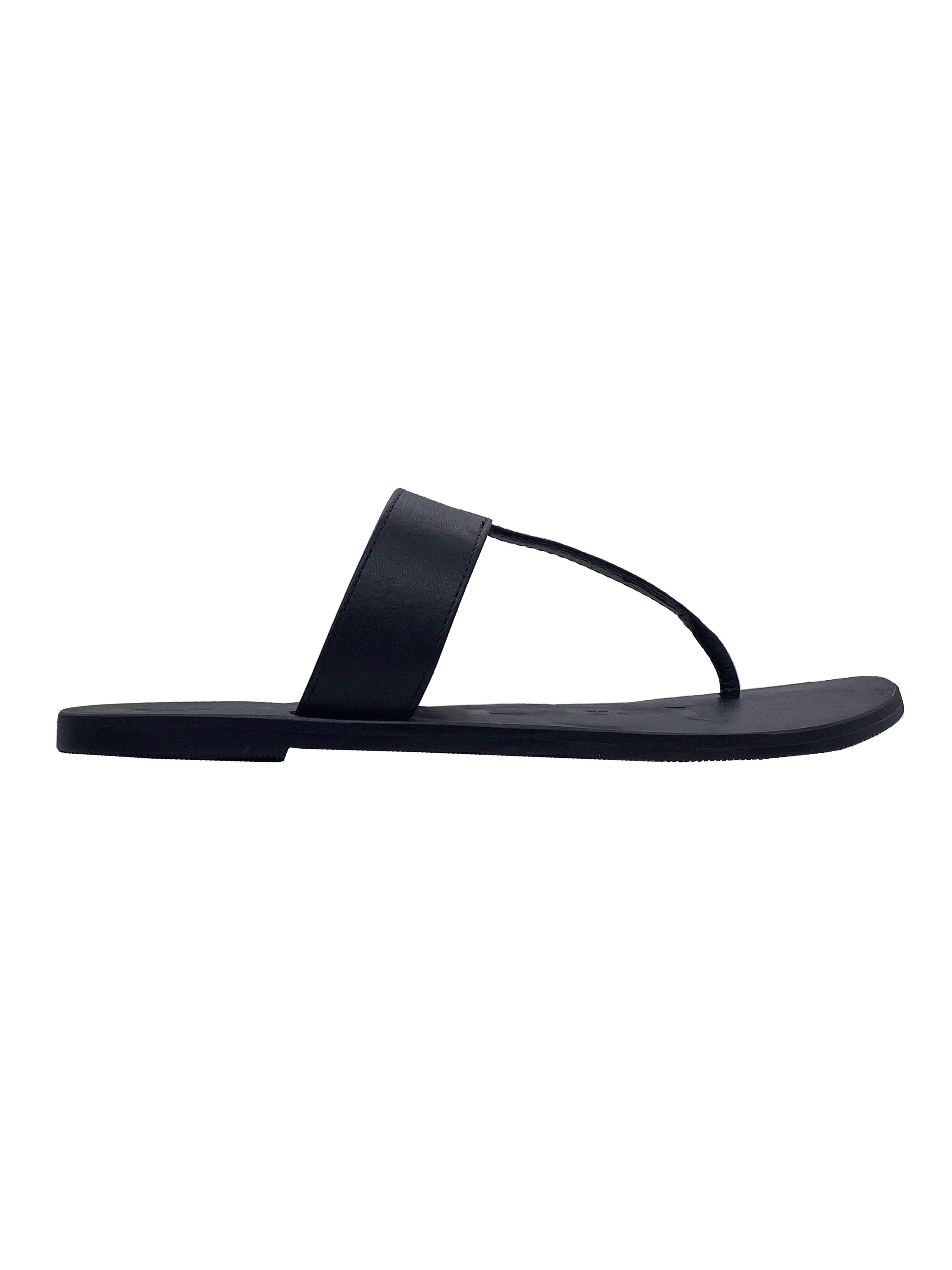 Manebi Leather Thong Sandal - Black