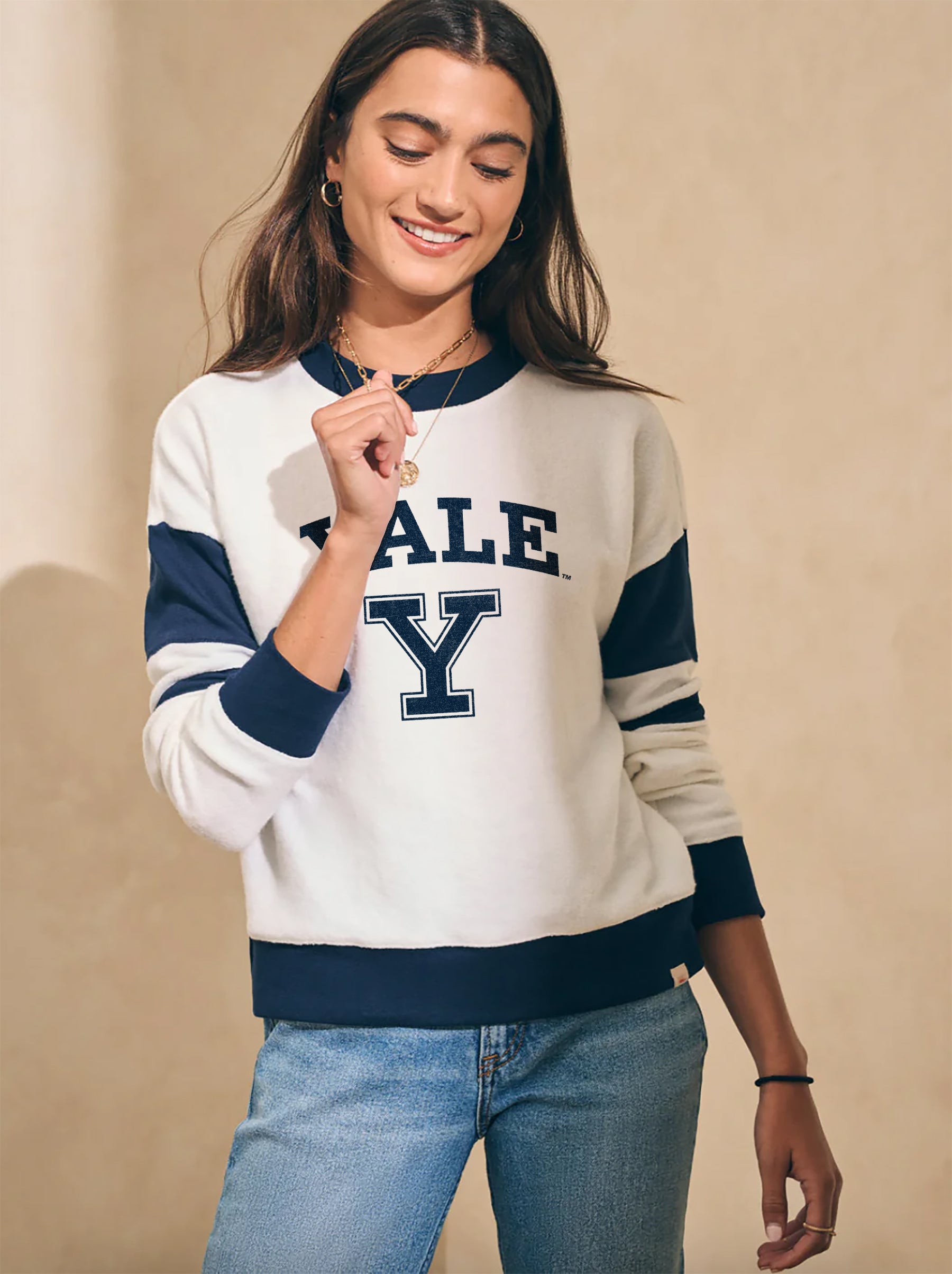 Beach Fleece Yale Logo Quarter Zip - Navy Multi