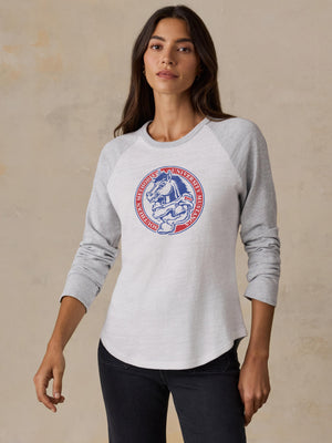 Southern Methodist University Sunwashed Organic Raglan Long-Sleeve - Light Grey Heather