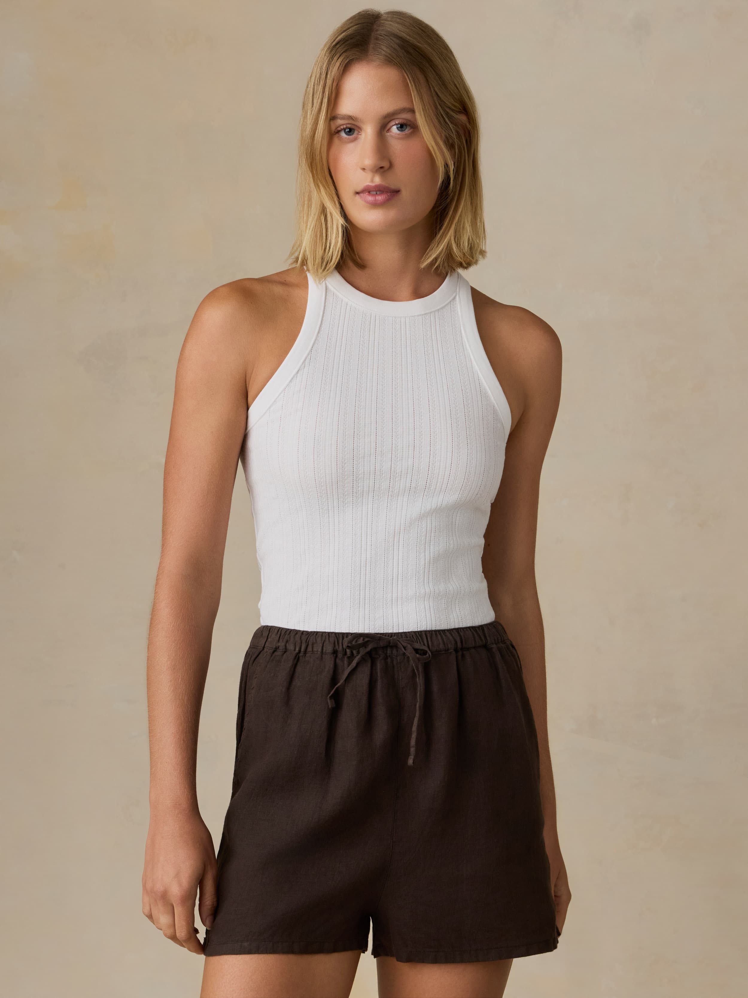 Paradise Pointelle Tank - White | Faherty Brand