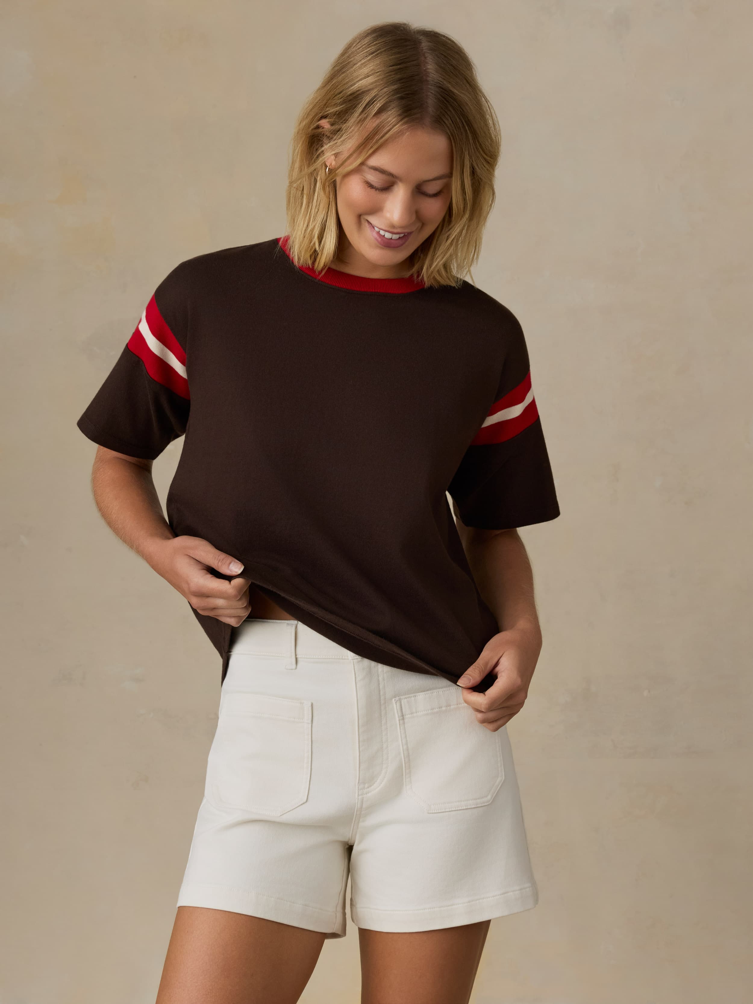  | Sport Jersey Throwback Tee - Espresso Varsity | Faherty Brand