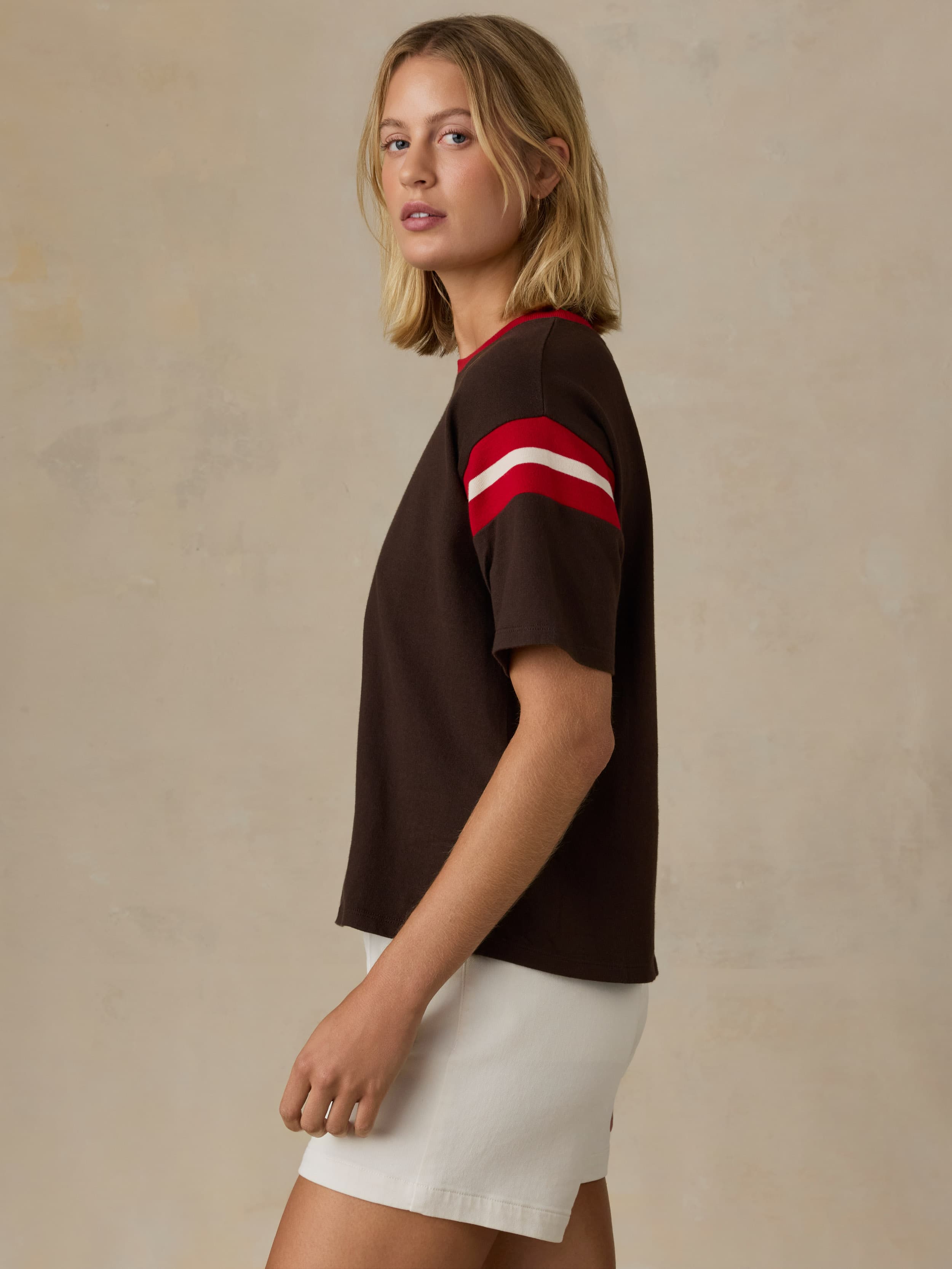  | Sport Jersey Throwback Tee - Espresso Varsity | Faherty Brand