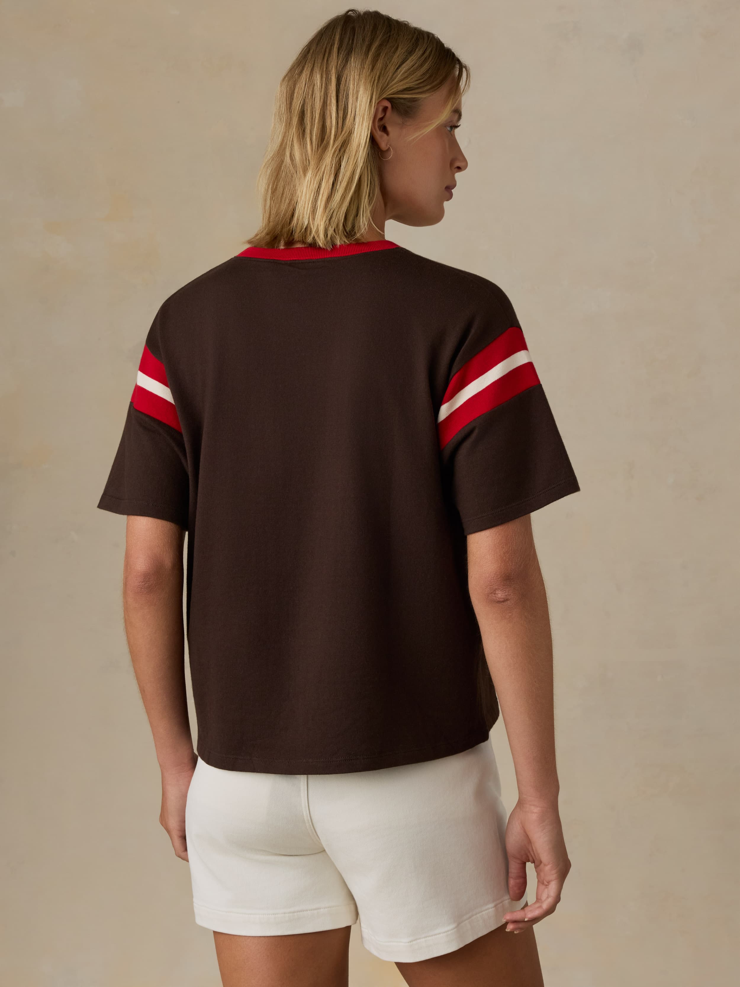  | Sport Jersey Throwback Tee - Espresso Varsity | Faherty Brand