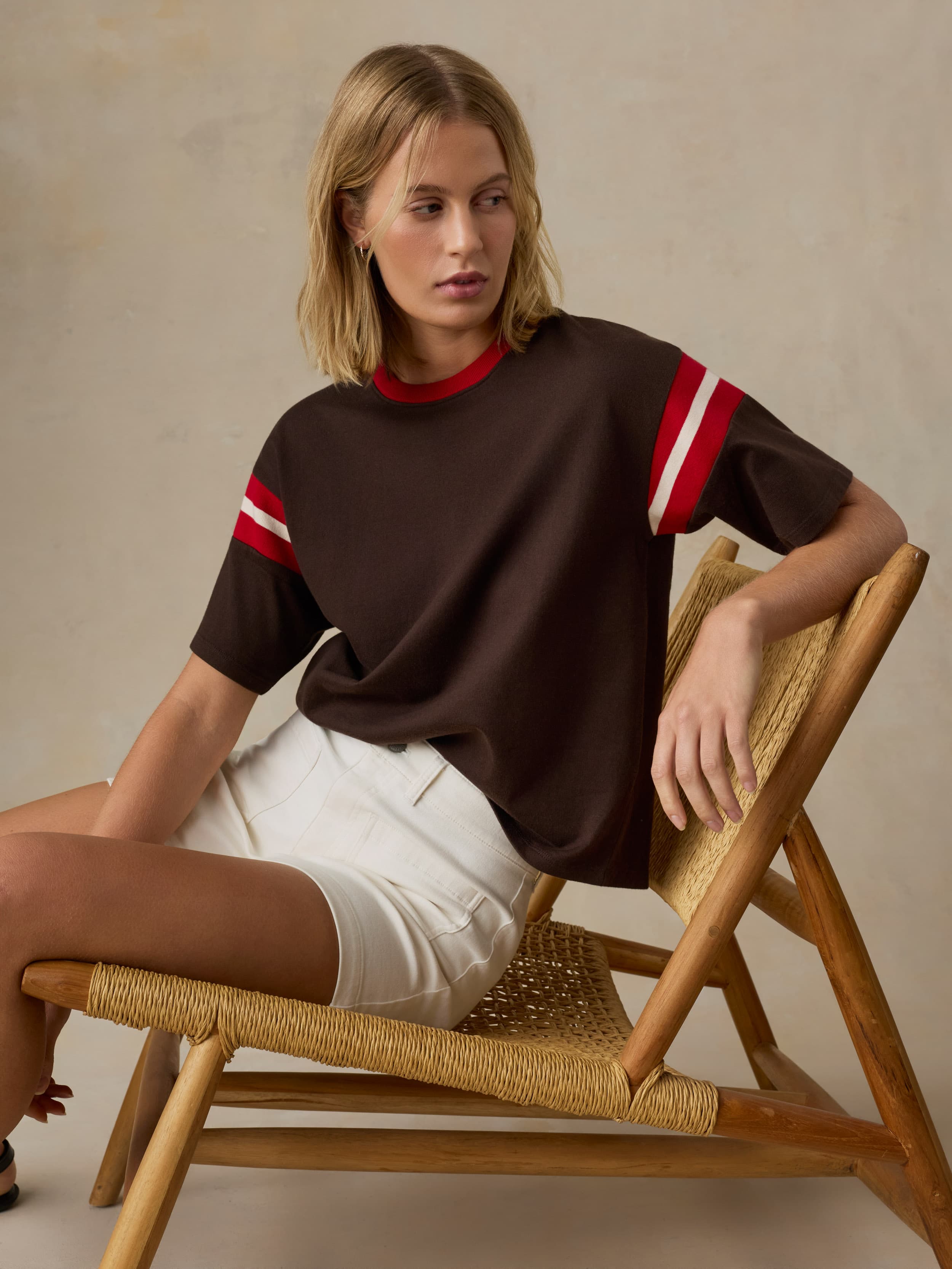  | Sport Jersey Throwback Tee - Espresso Varsity | Faherty Brand