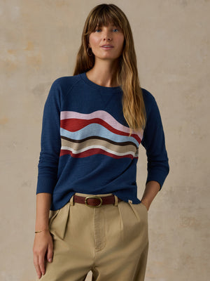 Sunwashed Slub Crewneck - Midnight Waves