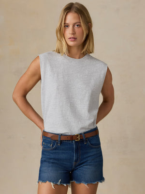 Sunwashed Slub Muscle Tank - Light Grey Heather