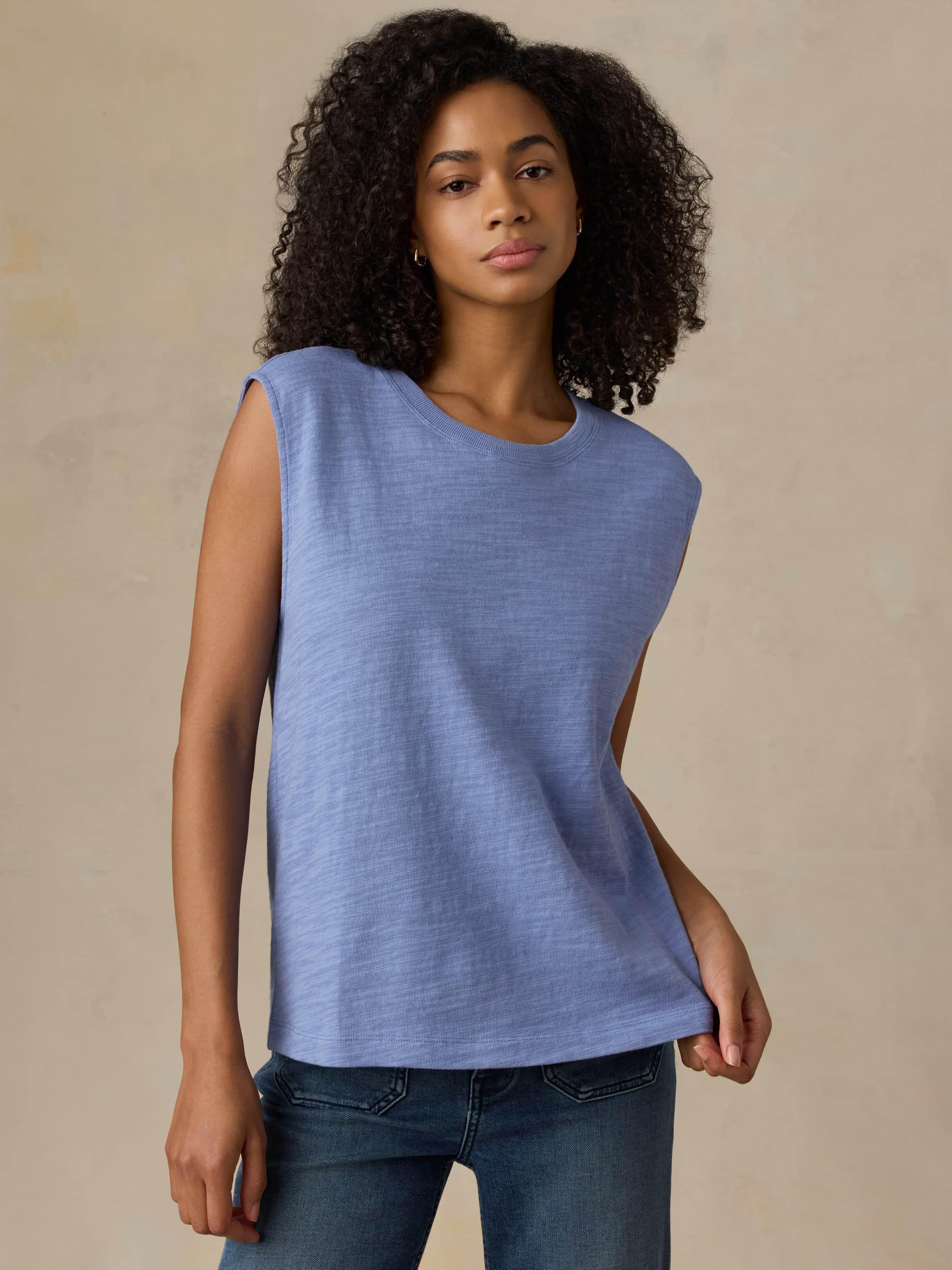  | Sunwashed Slub Muscle Tank - Ocean Dusk | Faherty Brand