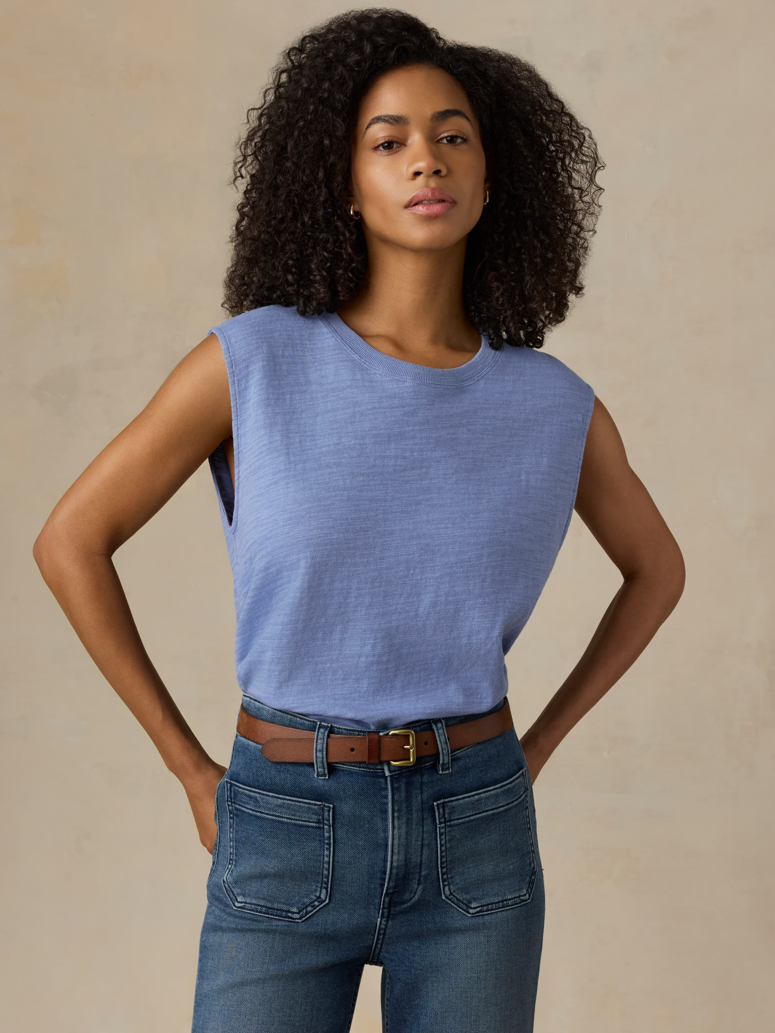  | Sunwashed Slub Muscle Tank - Ocean Dusk | Faherty Brand