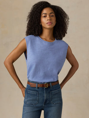 Sunwashed Slub Muscle Tank - Ocean Dusk