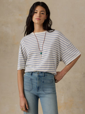 Sunwashed Boyfriend Tee - Ocean Dusk Stripe