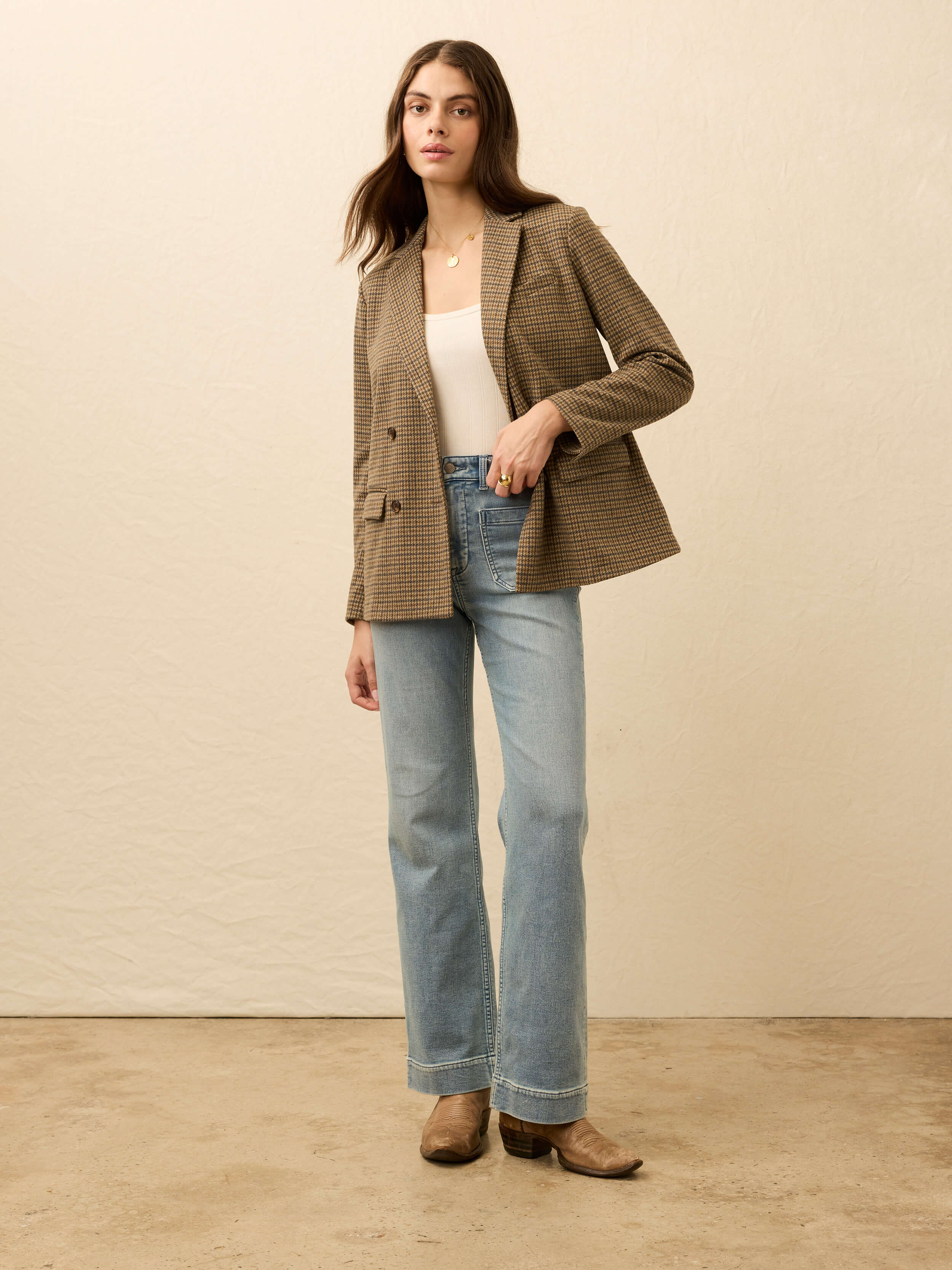 Inlet Knit Double Breasted Blazer - Rockhill Houndstooth