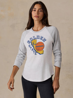 Golden State Warriors Sunwashed Organic Raglan Long-Sleeve - Light Grey Heather