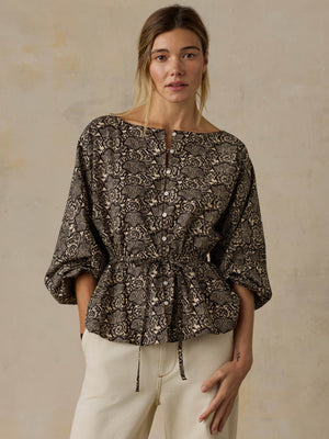 Coastal Poplin Faye Top - Night Bloom