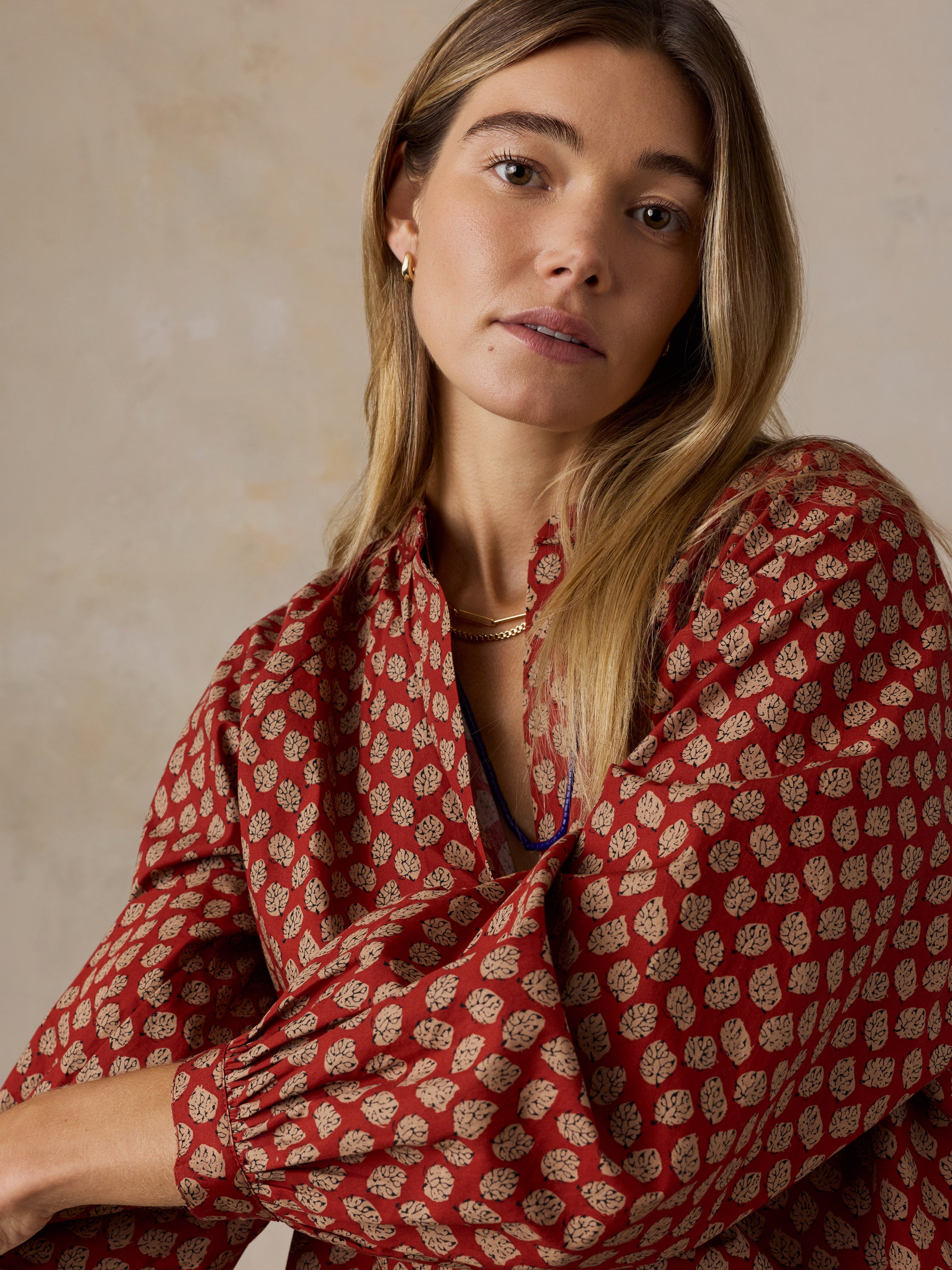 Coastal Poplin Eleanor Top - Autumn Petals