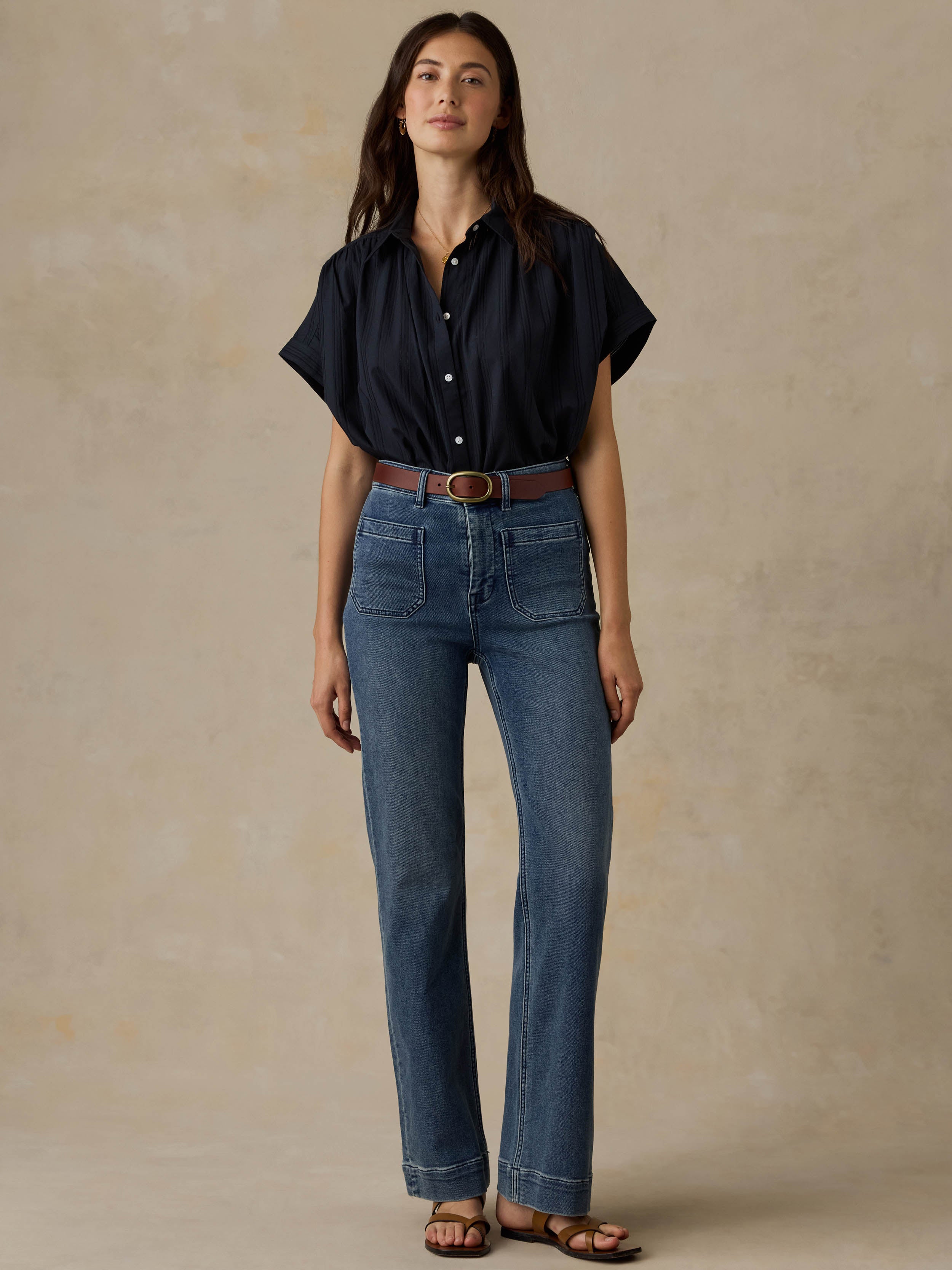 Heirloom Dobby Lucia Top - Black | Faherty Brand