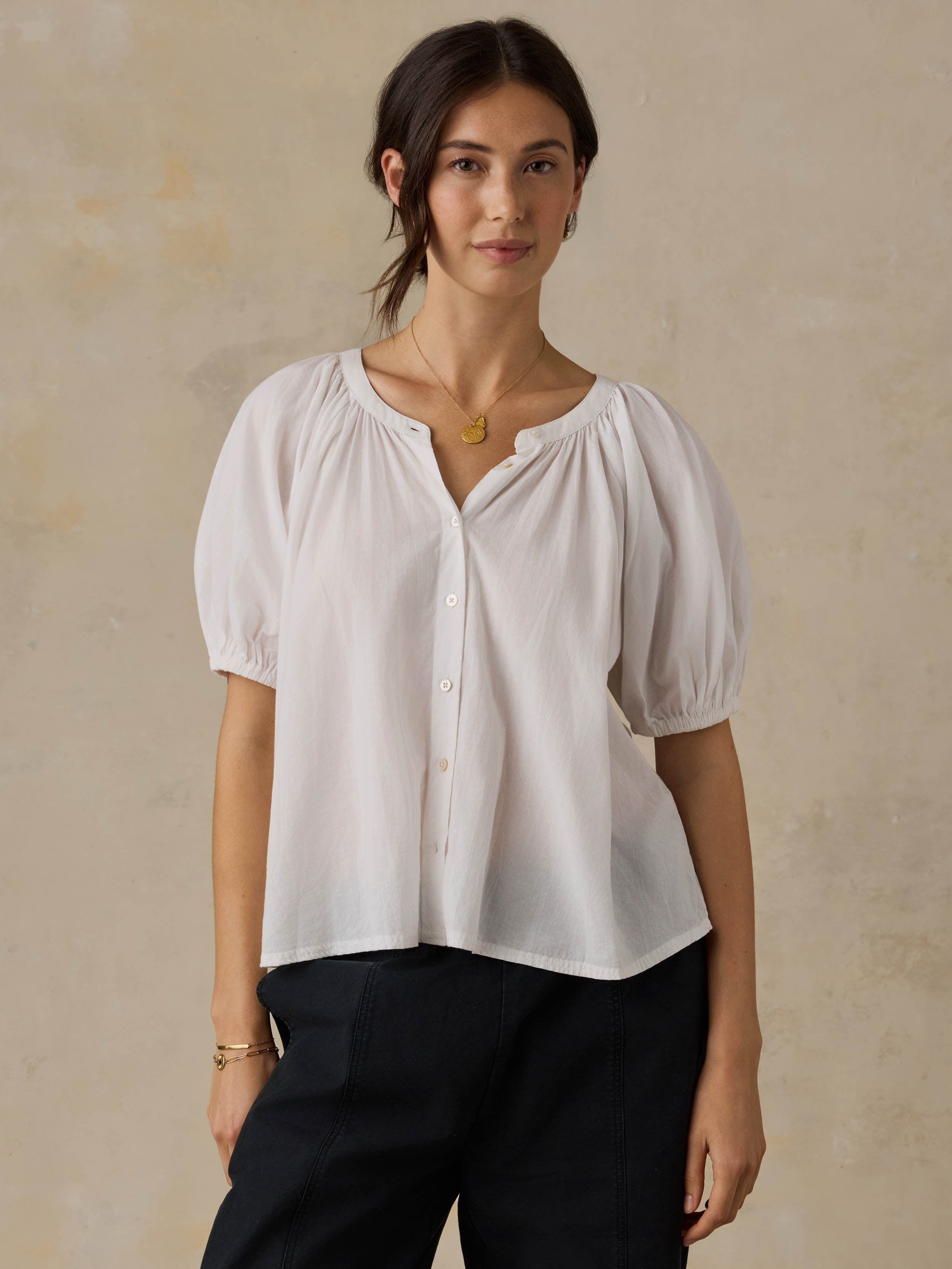 Voile Lettie Top - White | Faherty Brand