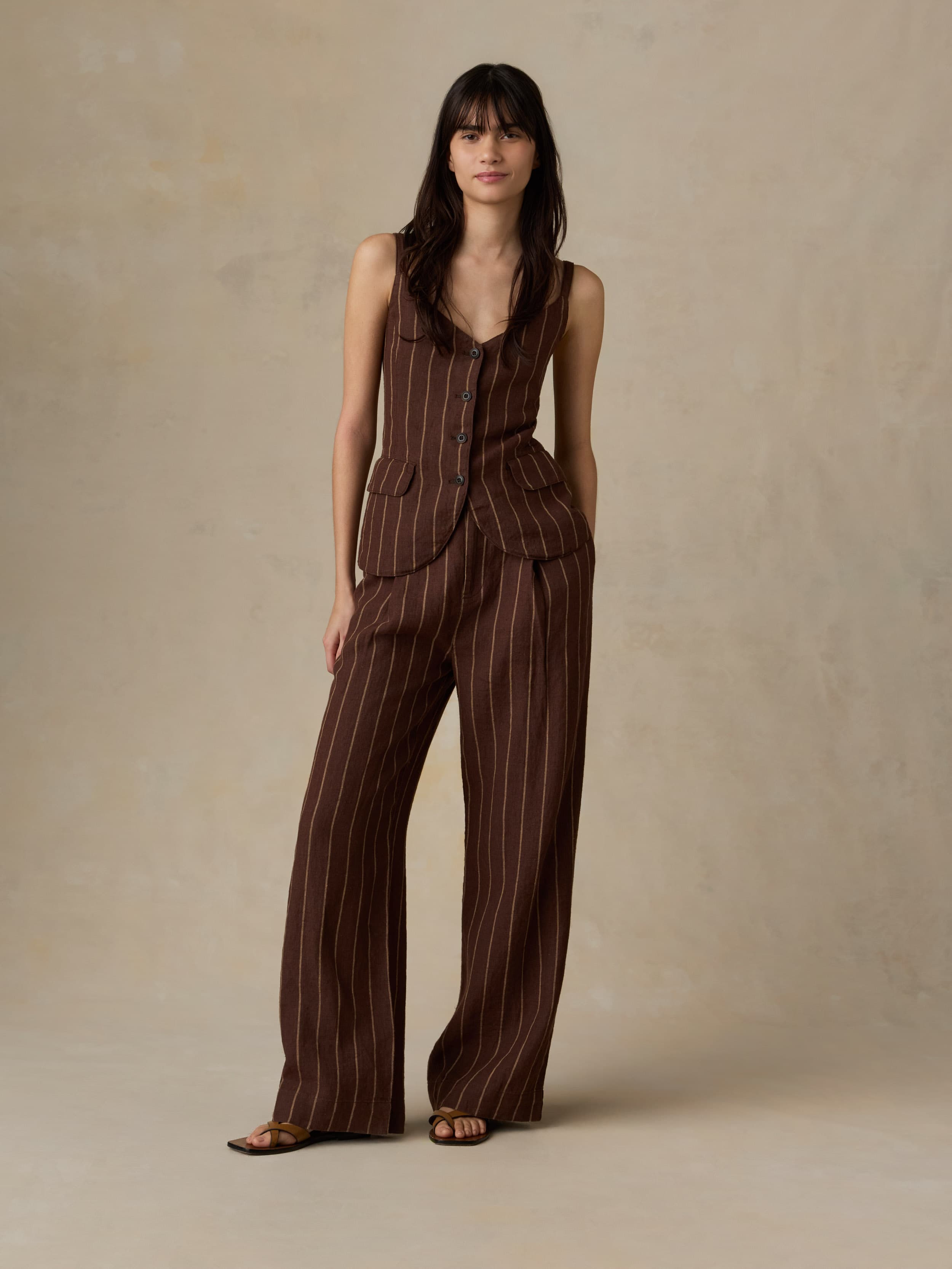 Sun Strider Linen Milo Vest - Harbor Line Stripe | Faherty Brand