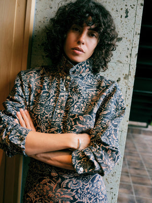 Linen Oversized Shirt - Shadowed Garden